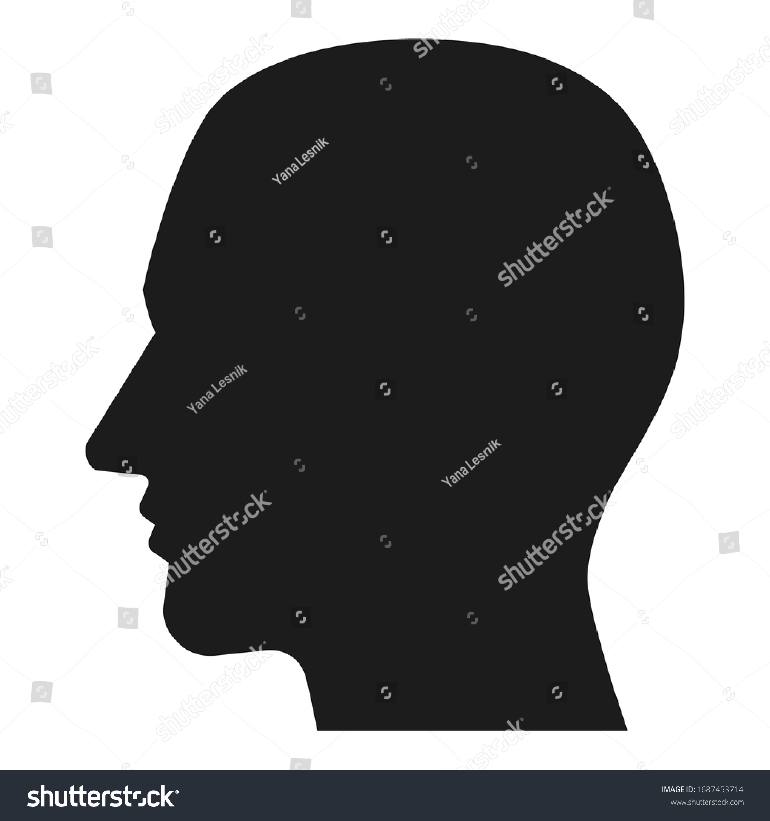 Man Head Isolated Black Silhouette Vector Stock Vector (Royalty Free ...