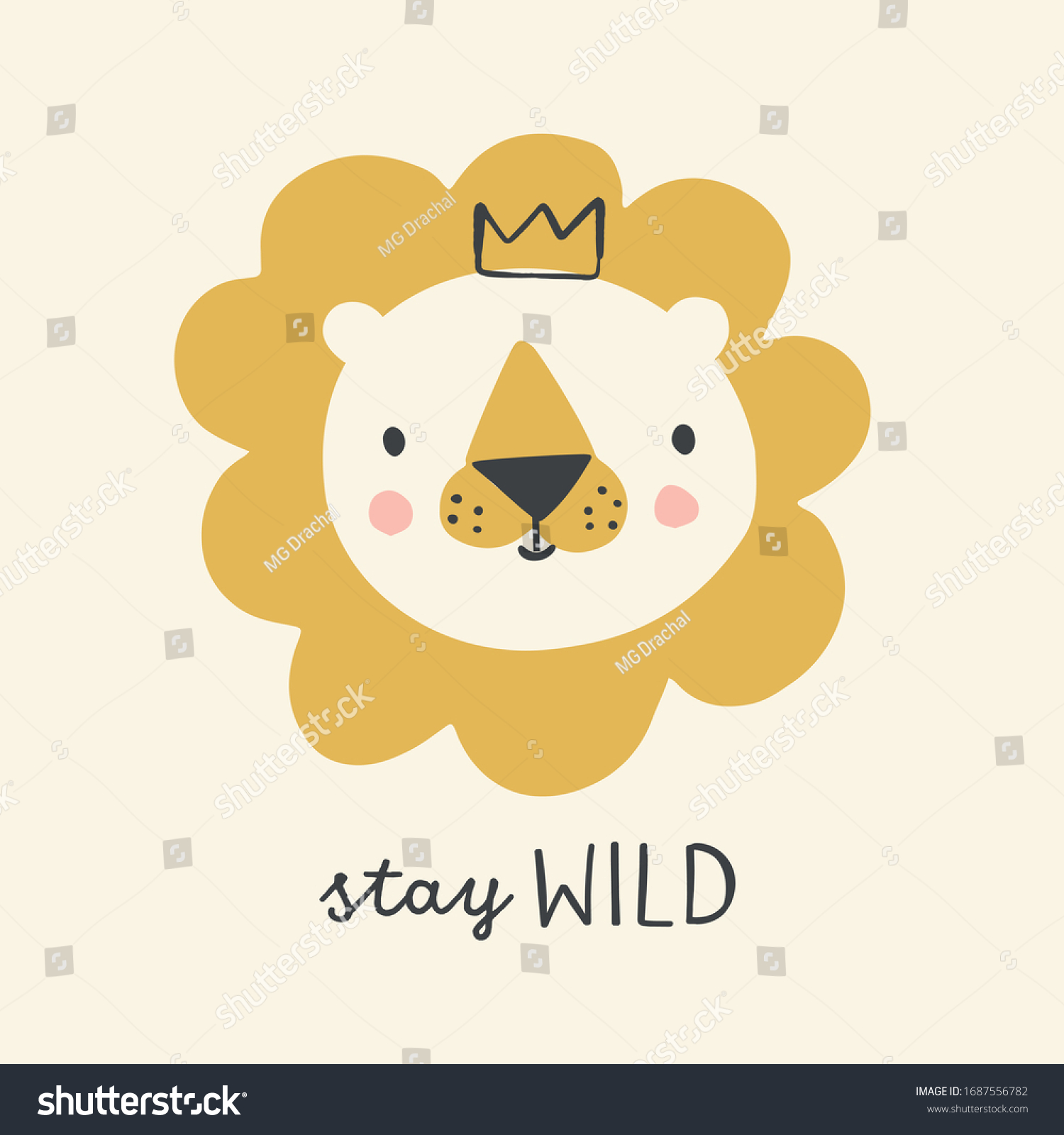 Cute Lion Crown Hand Drawn Vector Stock Vector (Royalty Free ...