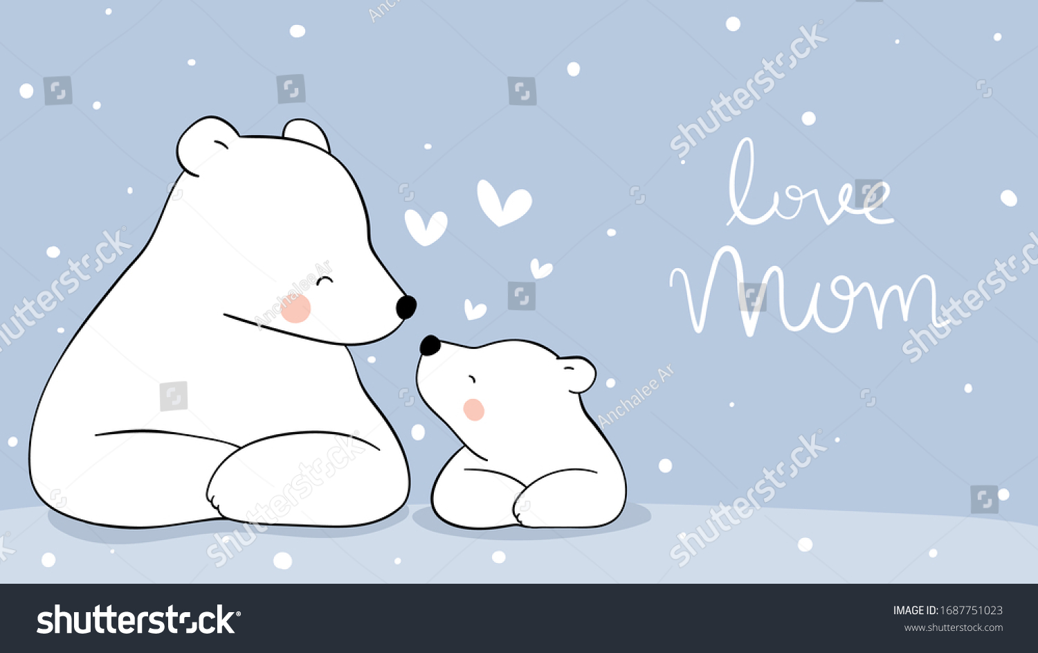 Draw Vector Banner Mom Polar Bear Stock Vector (Royalty Free ...