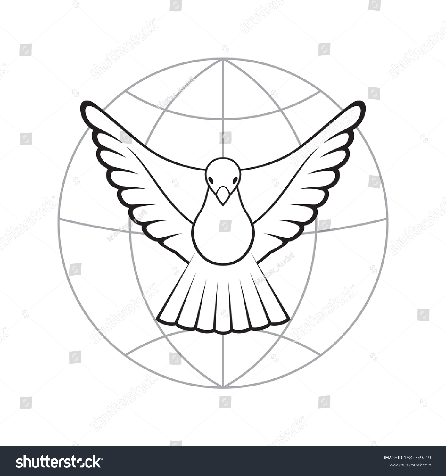 Dove Peace Flying Pigeon Globe Silhouette Stock Vector (Royalty Free ...