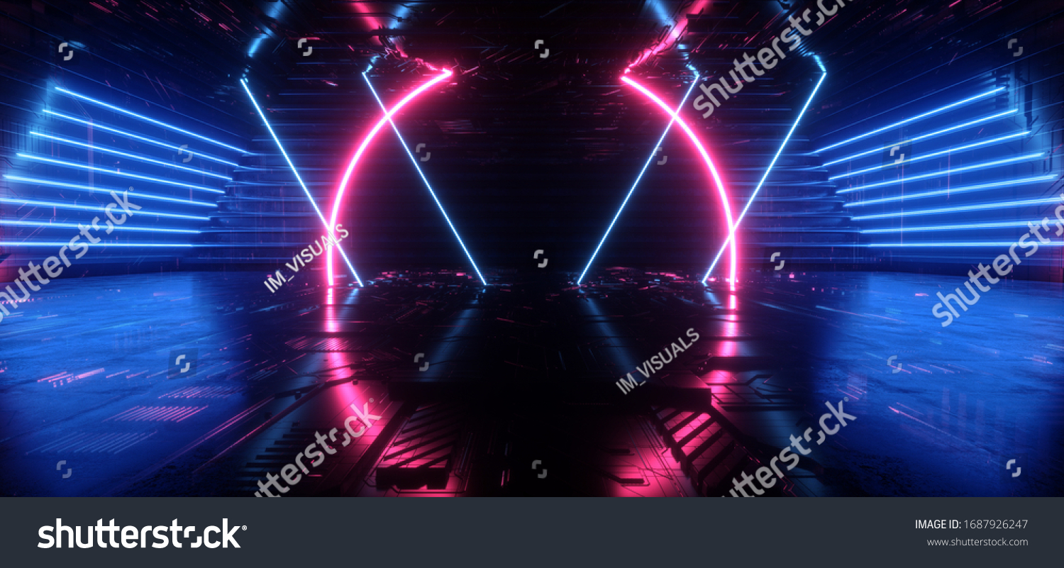 Neon Synthwave Cyber Red Blue Cyberpunk Stock Illustration 1687926247 ...