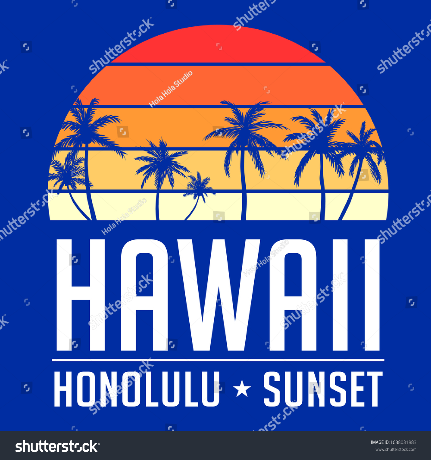 Hawaii Sunset Slogan Print Vector Stock Vector (Royalty Free ...