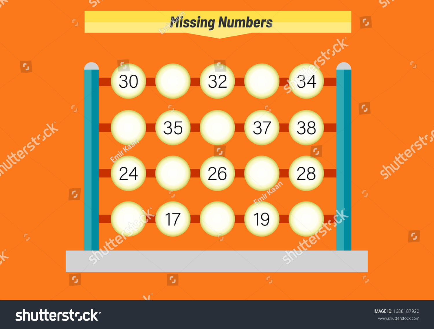 Write Missing Numbers Math Worksheet Kindergarten Stock Vector Royalty 