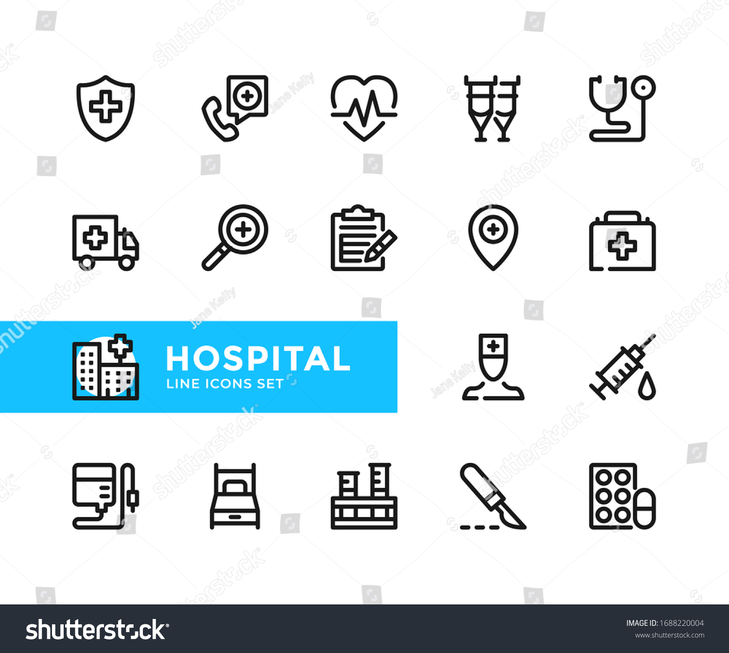 Hospital Vector Line Icons Simple Set Stock Vector (Royalty Free ...