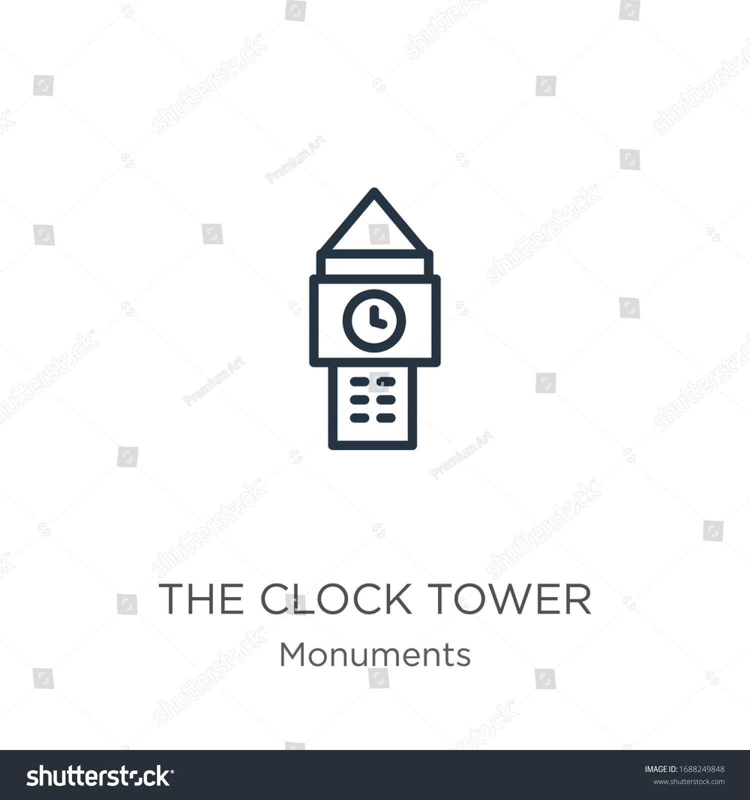 Clock Tower Icon Thin Linear Clock Stock Vector (Royalty Free ...