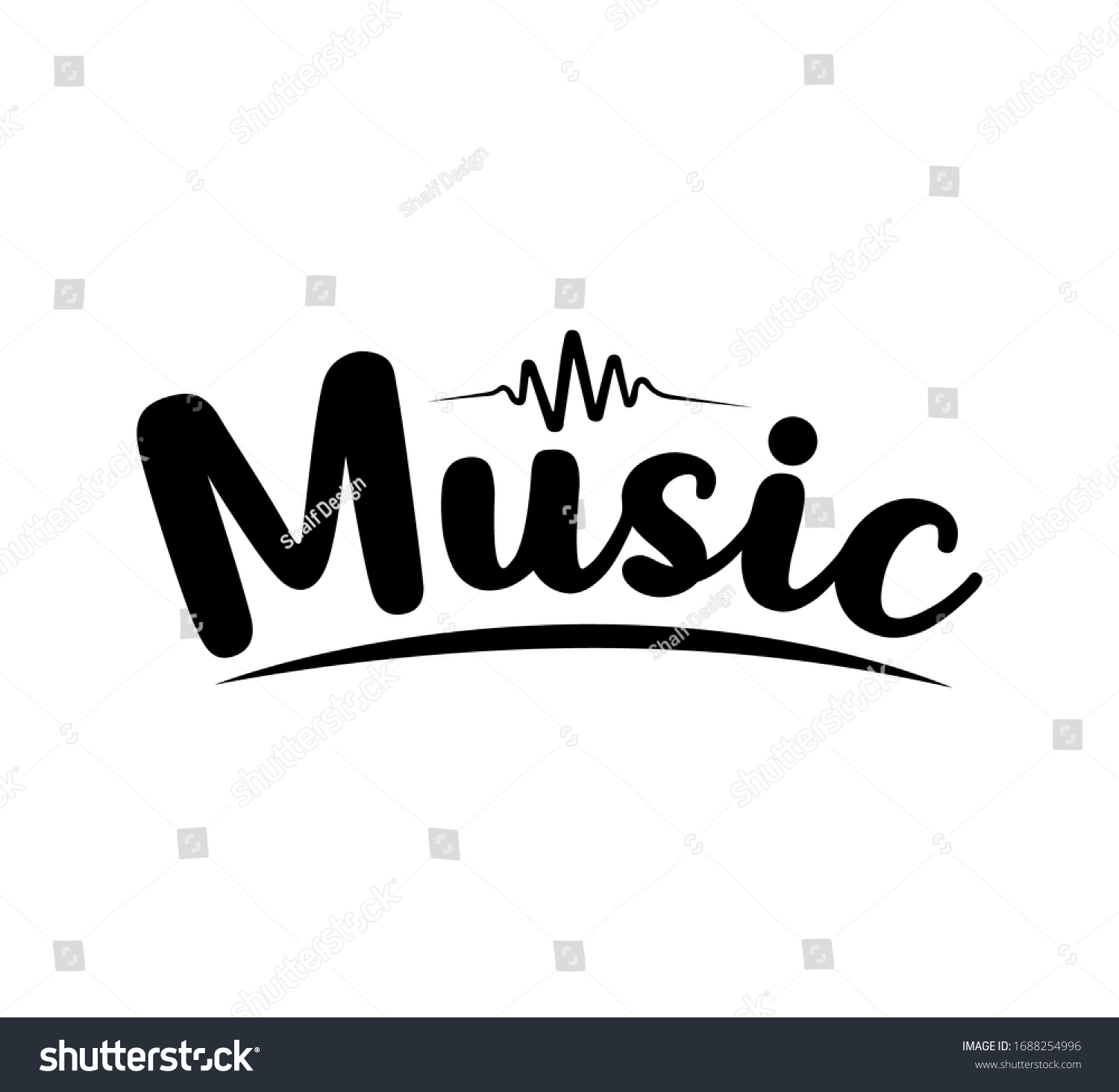 Music Text Word Hand Drawn Lettering Stock Vector (Royalty Free ...