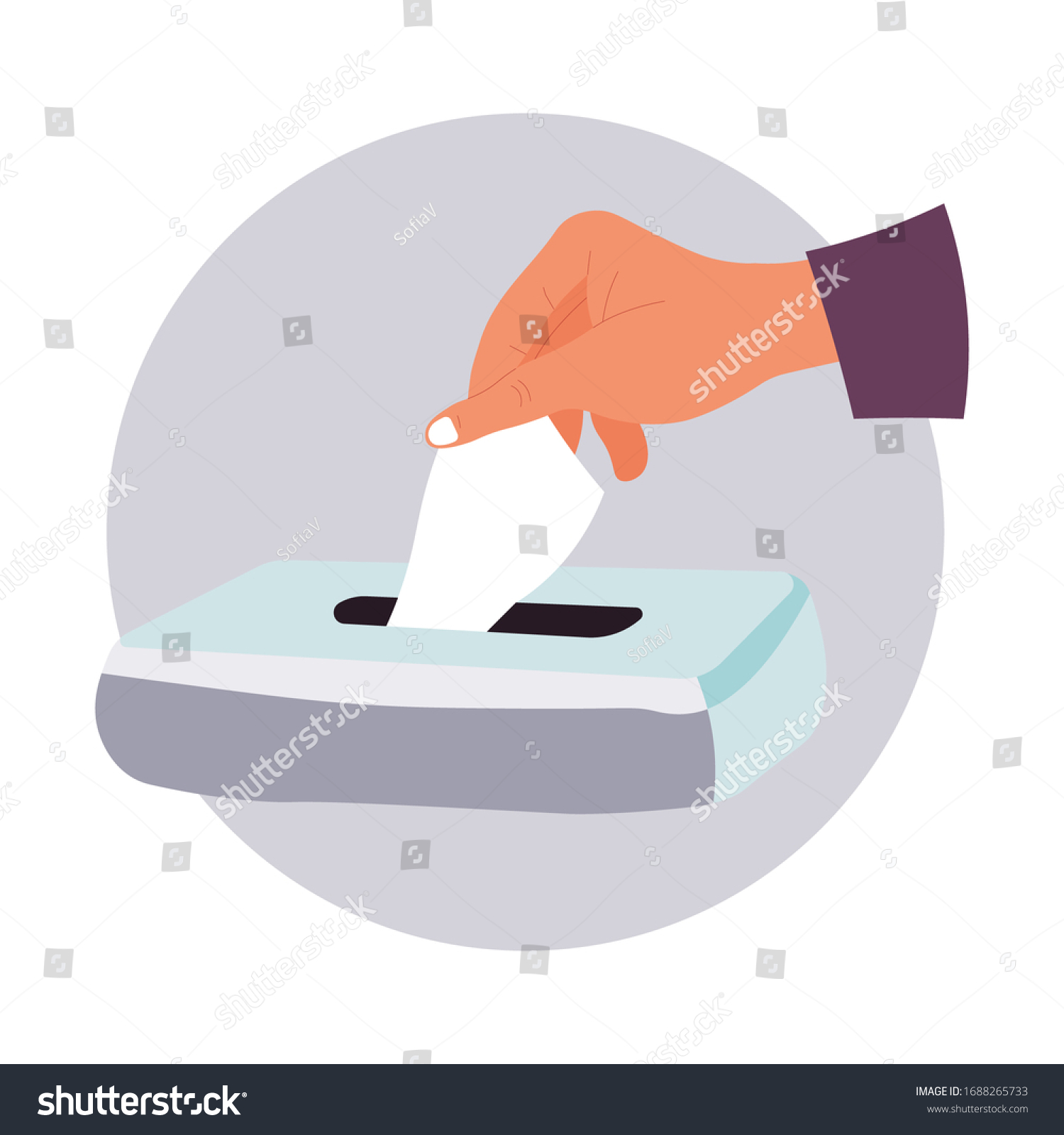 Hand Pulling Paper Tissue Covid19 Isolated Stock Vector (Royalty Free ...