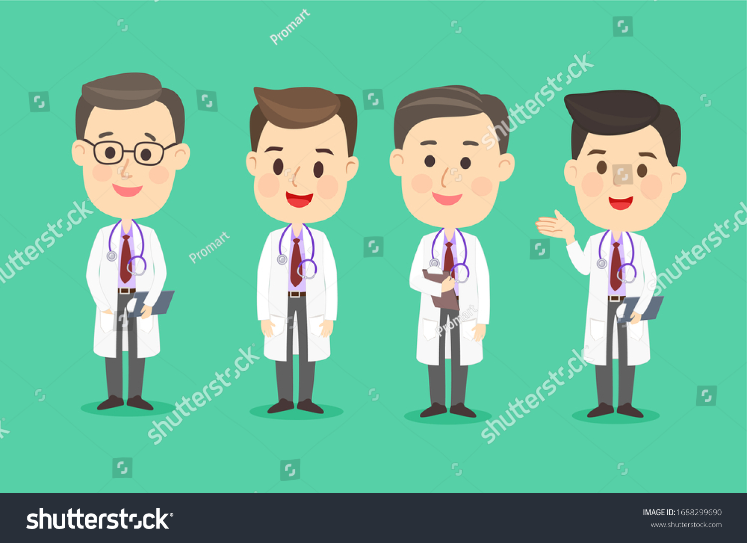 Set Cartoon Doctor Character Vector Stock Vector Royalty Free 1688299690 Shutterstock