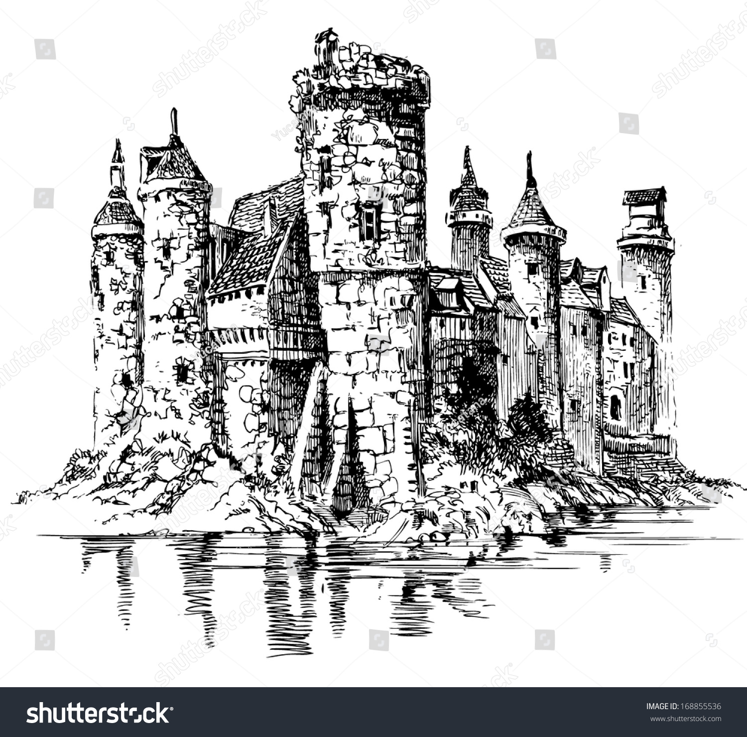 Средневековый замок чб