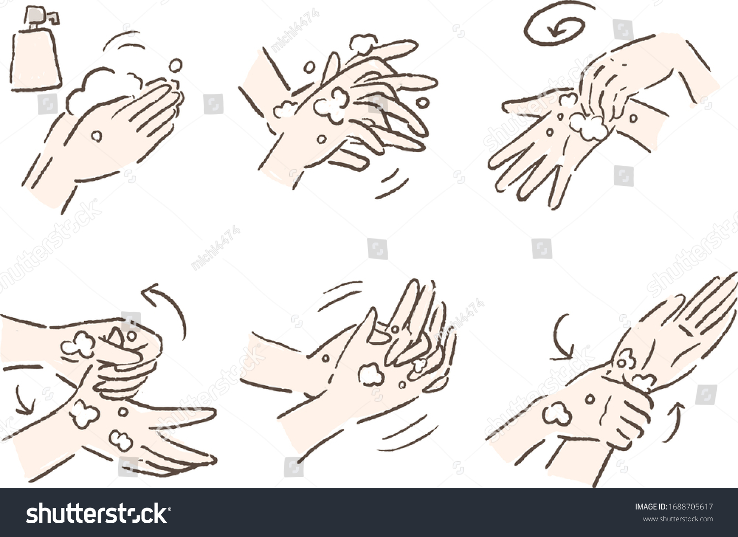 Hand Washing Illustration Vector Set Stock Vector (Royalty Free ...