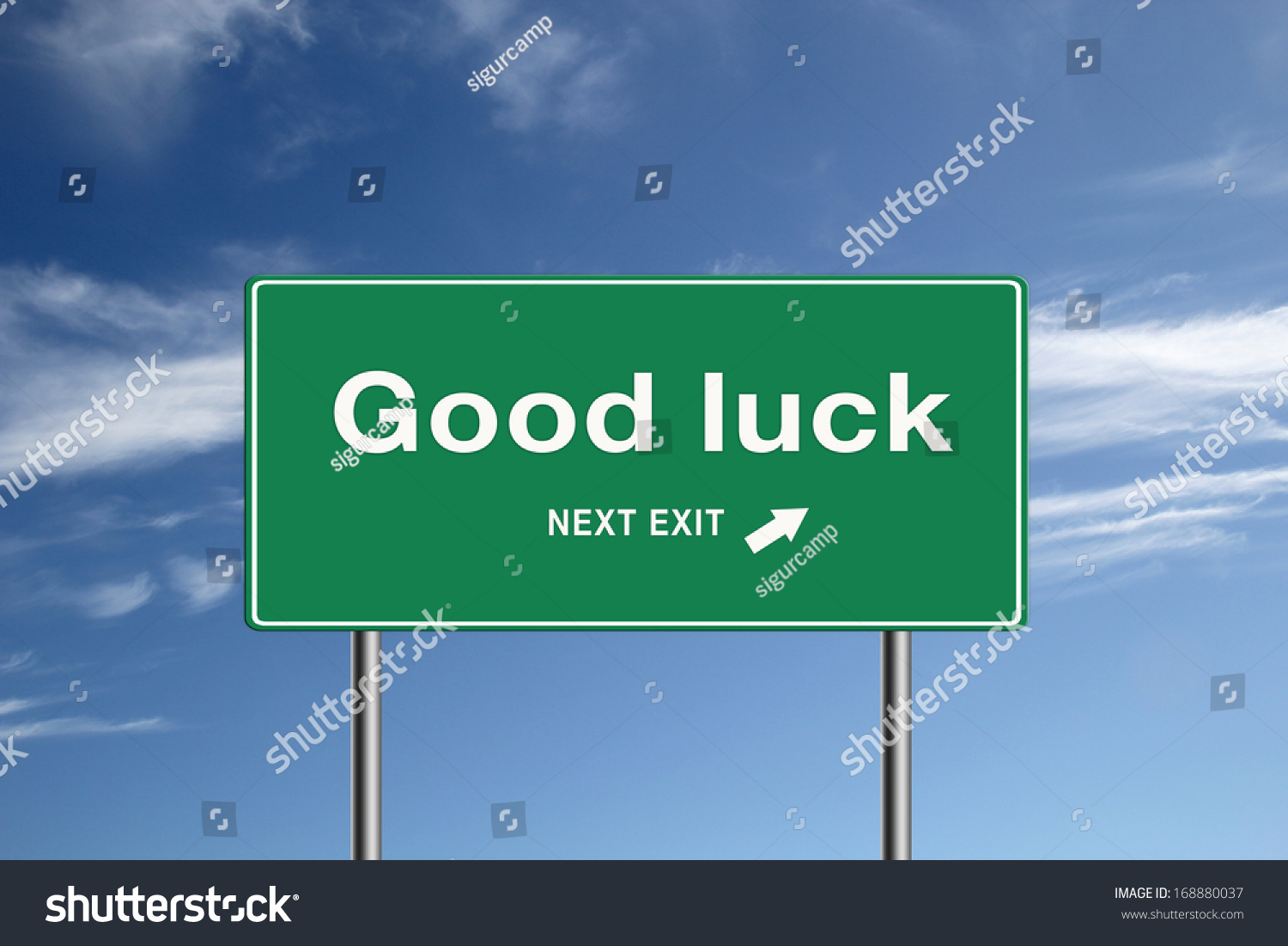 Highway Exit Sign Good Luck Direction Stock Illustration 168880037 ...