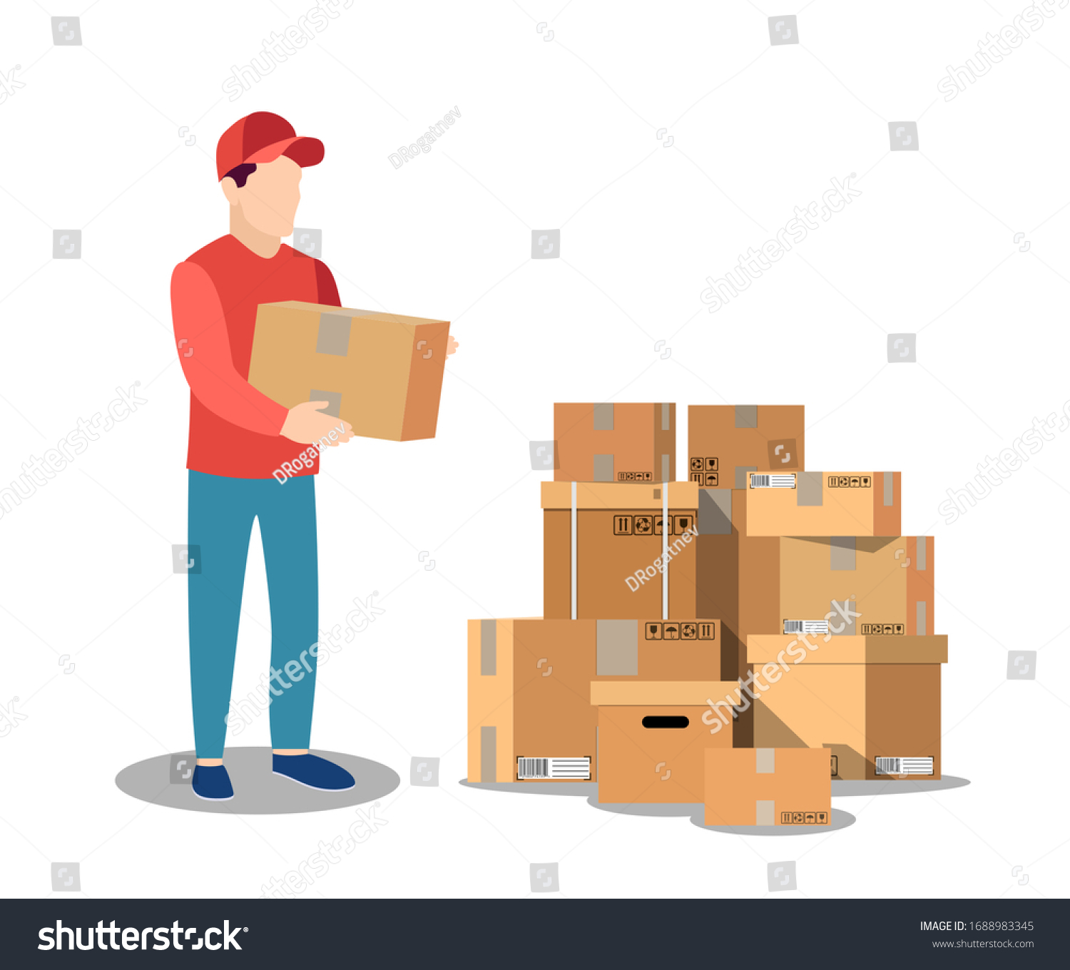 Courier Character Delivery Service Icon Man Stock Vector (Royalty Free ...