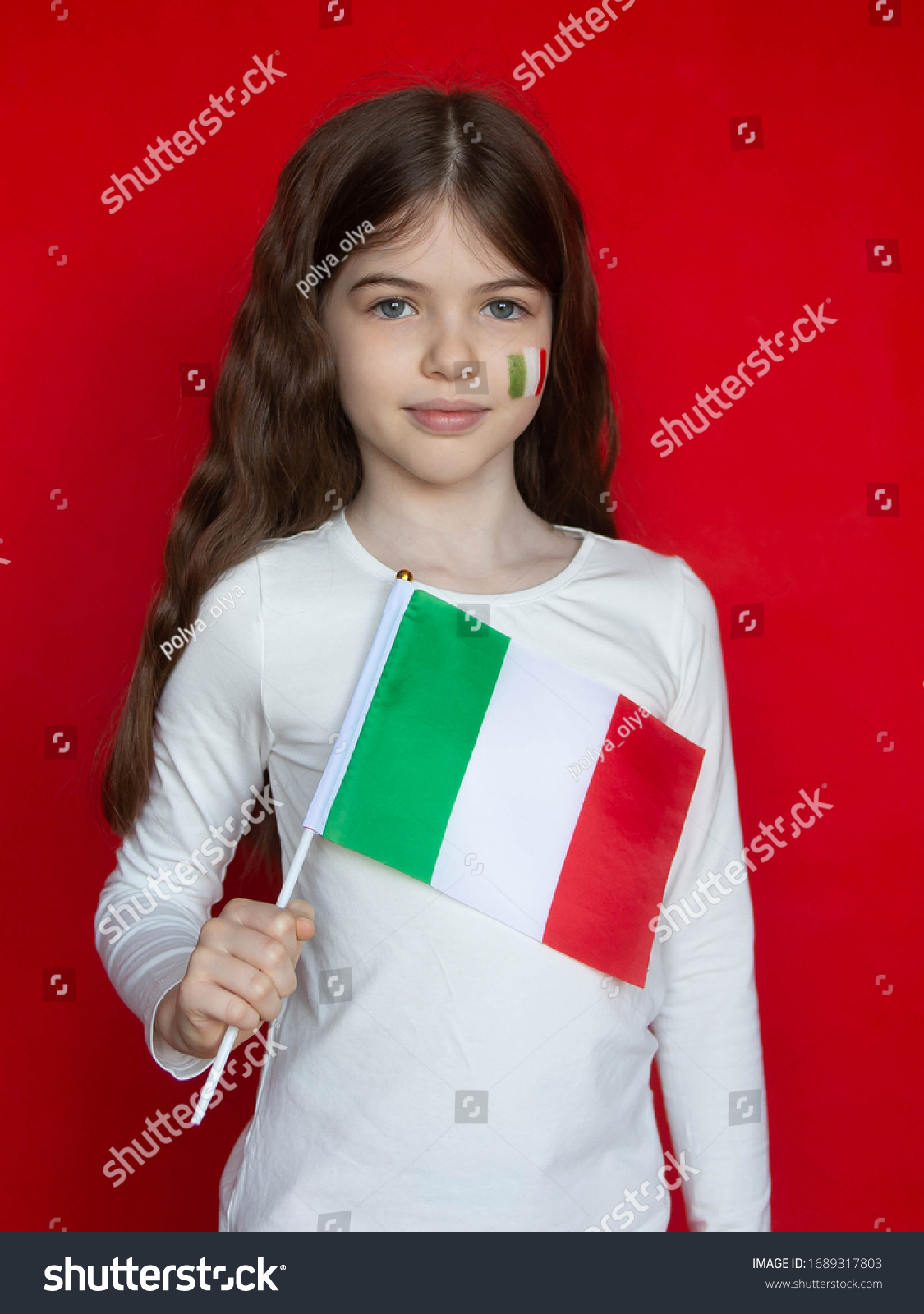 Portrait Cute Girl Italian Flag Concept Stock Photo 1689317803 ...