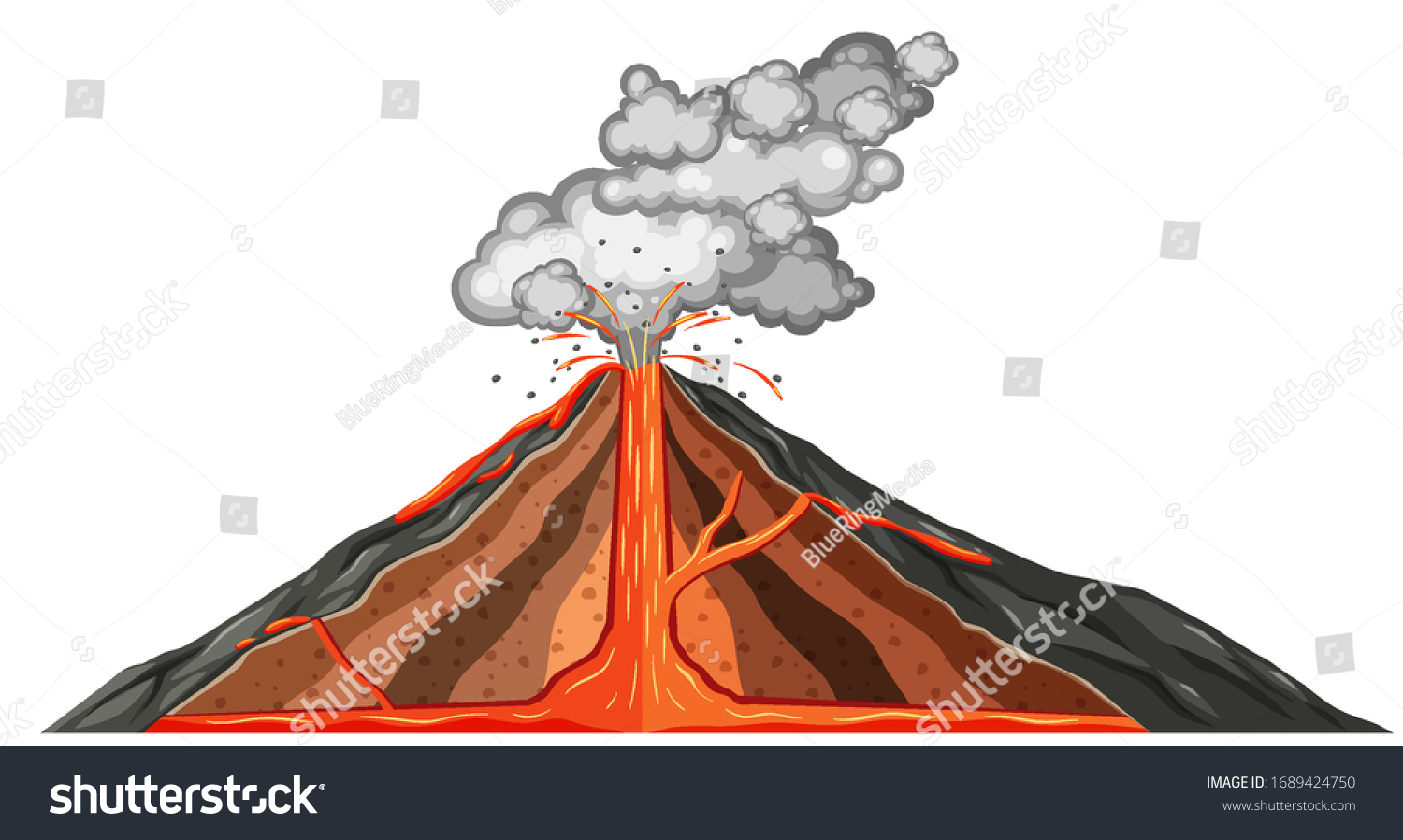 volcano drawing steps