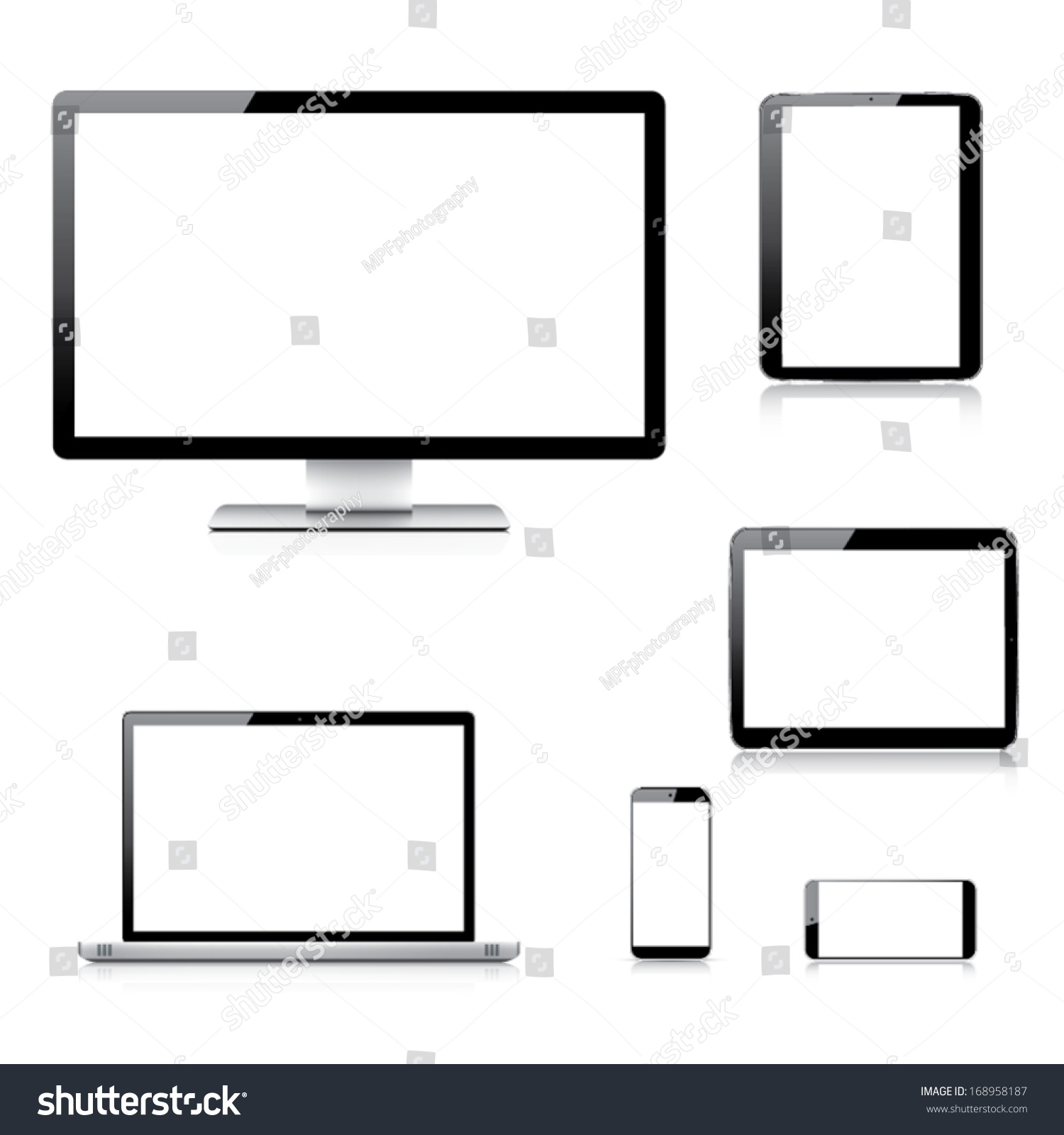 Realistic Computer Laptop Tablet Smartphone Vectors Stock Vector 