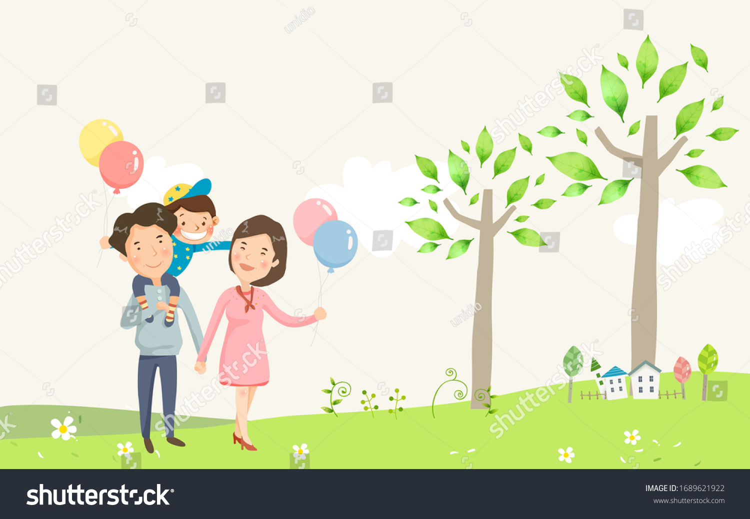 National Family Month Happy Family Vector Stock Vector (Royalty Free ...