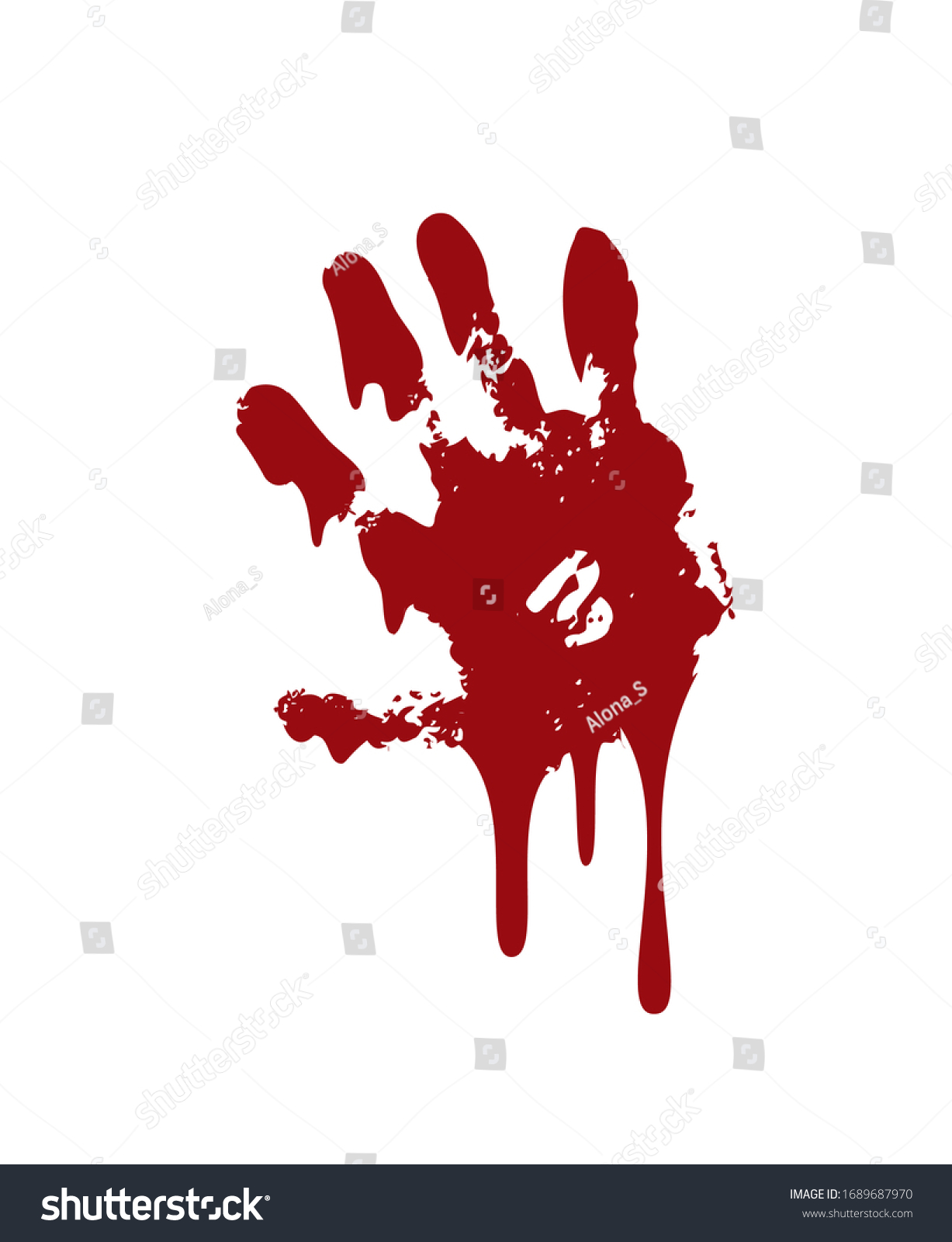 Bloody Hand Print Isolated White Background Stock Illustration ...