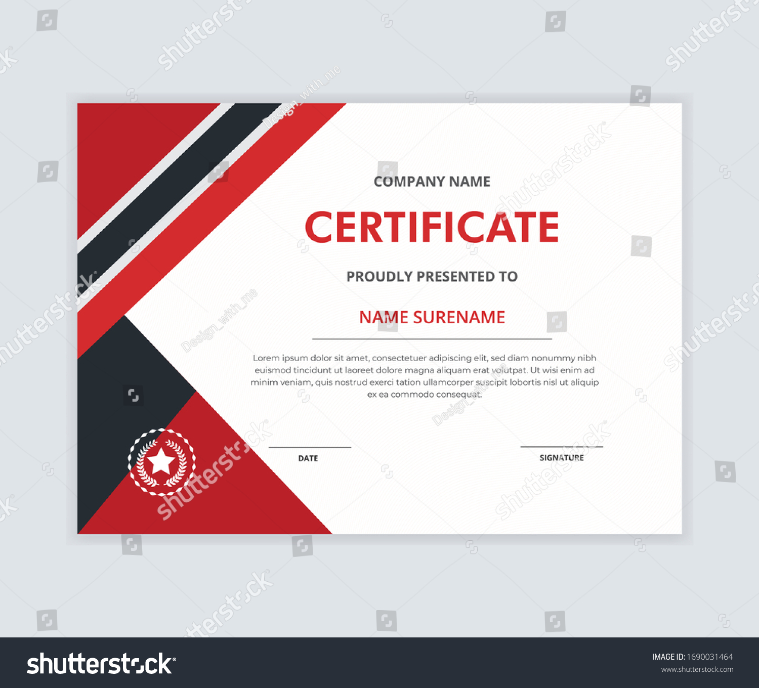 Creative Certificate Appreciation Award Template Elegant Stock Vector ...