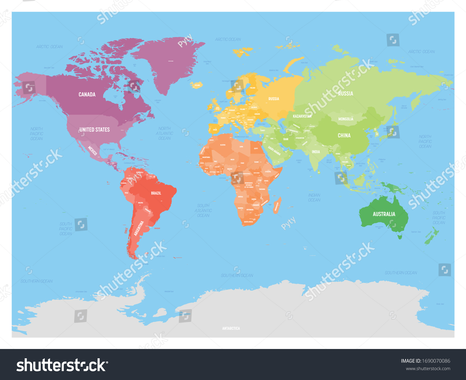12,351 World map vector with country names Images, Stock Photos ...
