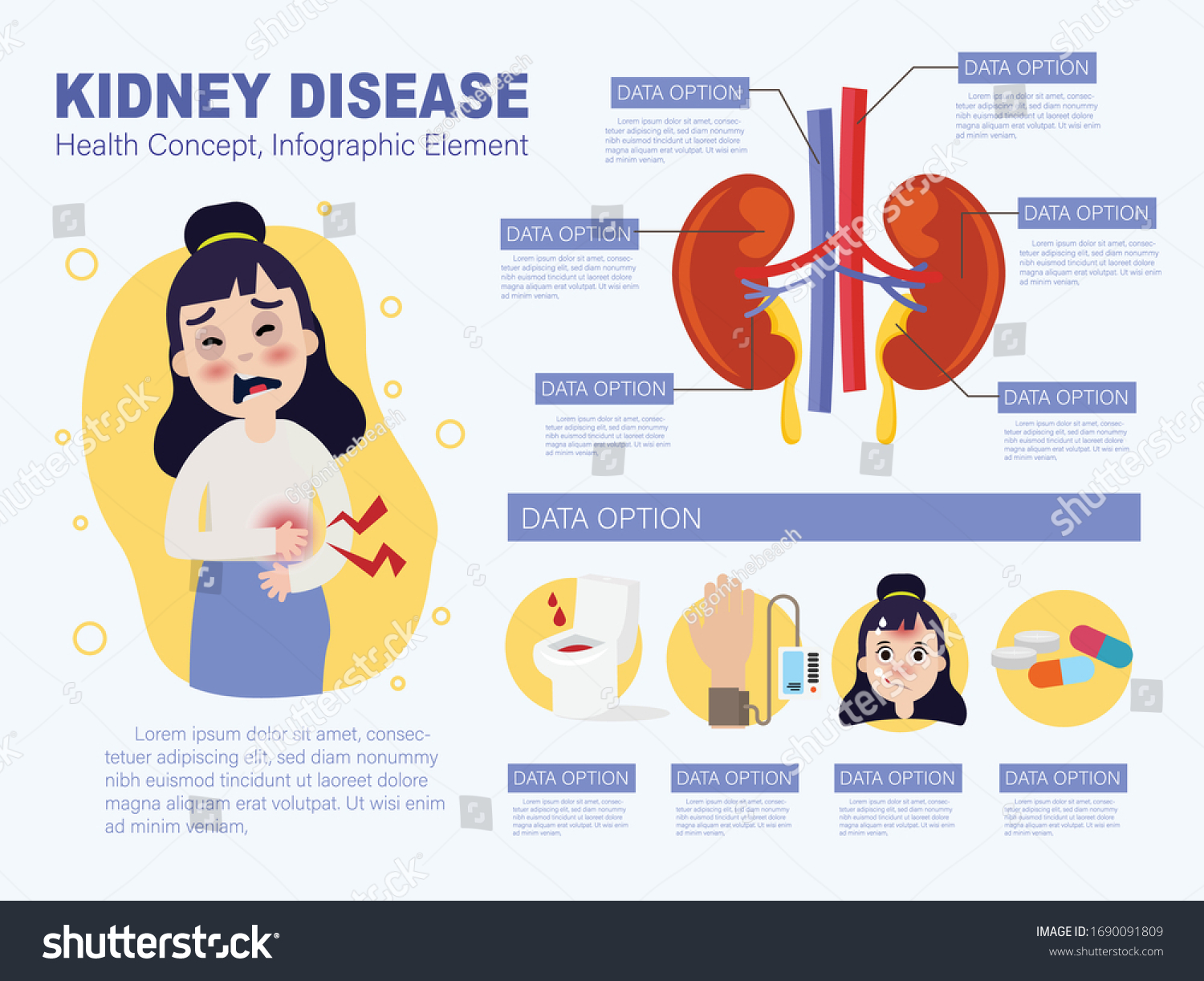 Kidney Disease Infographic Health Concept Vector Stock Vector (Royalty ...