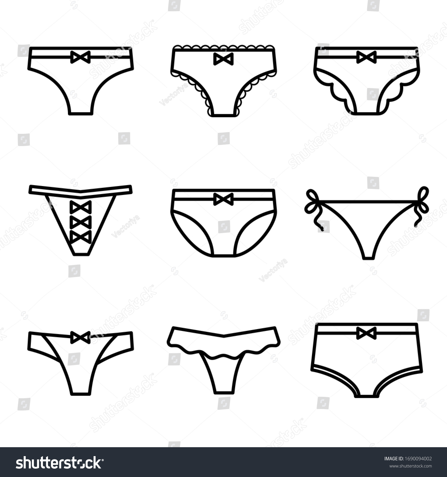 Set Vector Linear Icons Female Panties Stock Vector Royalty Free 1690094002 Shutterstock