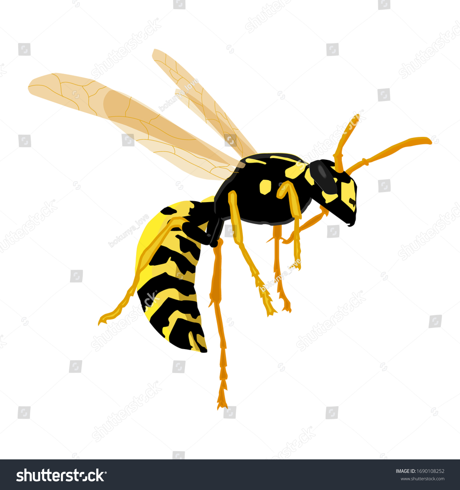 Vector Illustration Wasp On White Background Stock Vector (Royalty Free ...