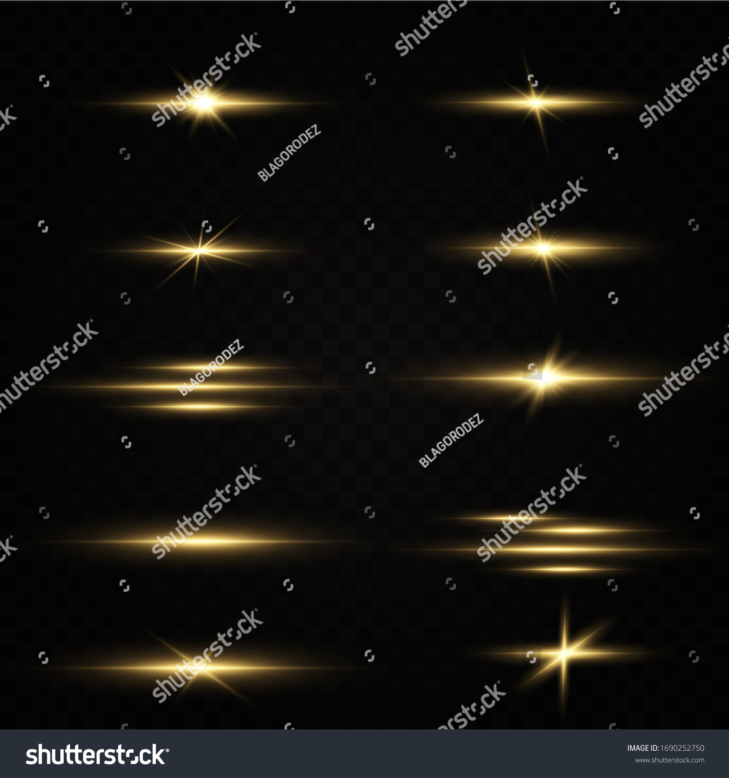 Shining Golden Stars Isolated On Black Stock Vector (Royalty Free ...