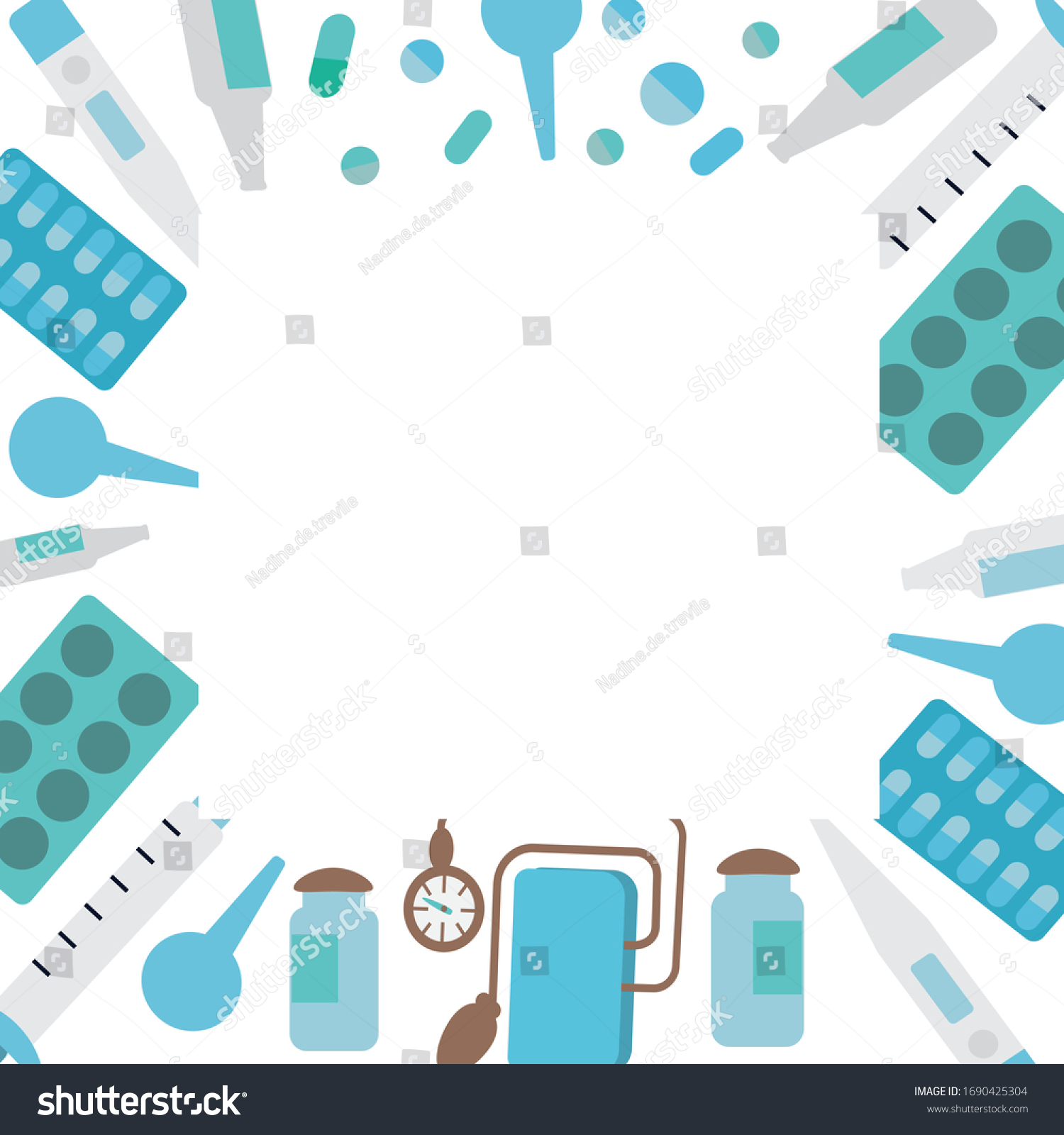 Square Border Frame Medical Equipment Isolated Stock Vector (Royalty ...