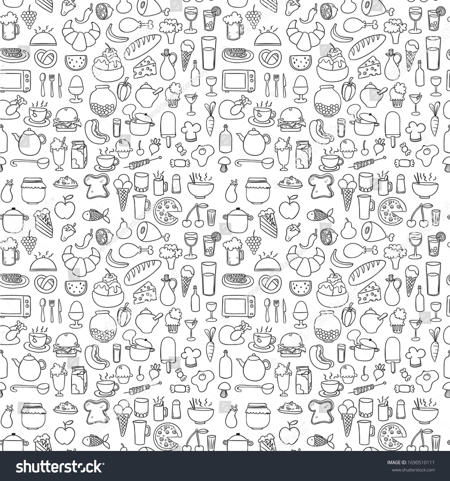 Seamless Doodle Vector Pattern Food Stock Vector (Royalty Free ...