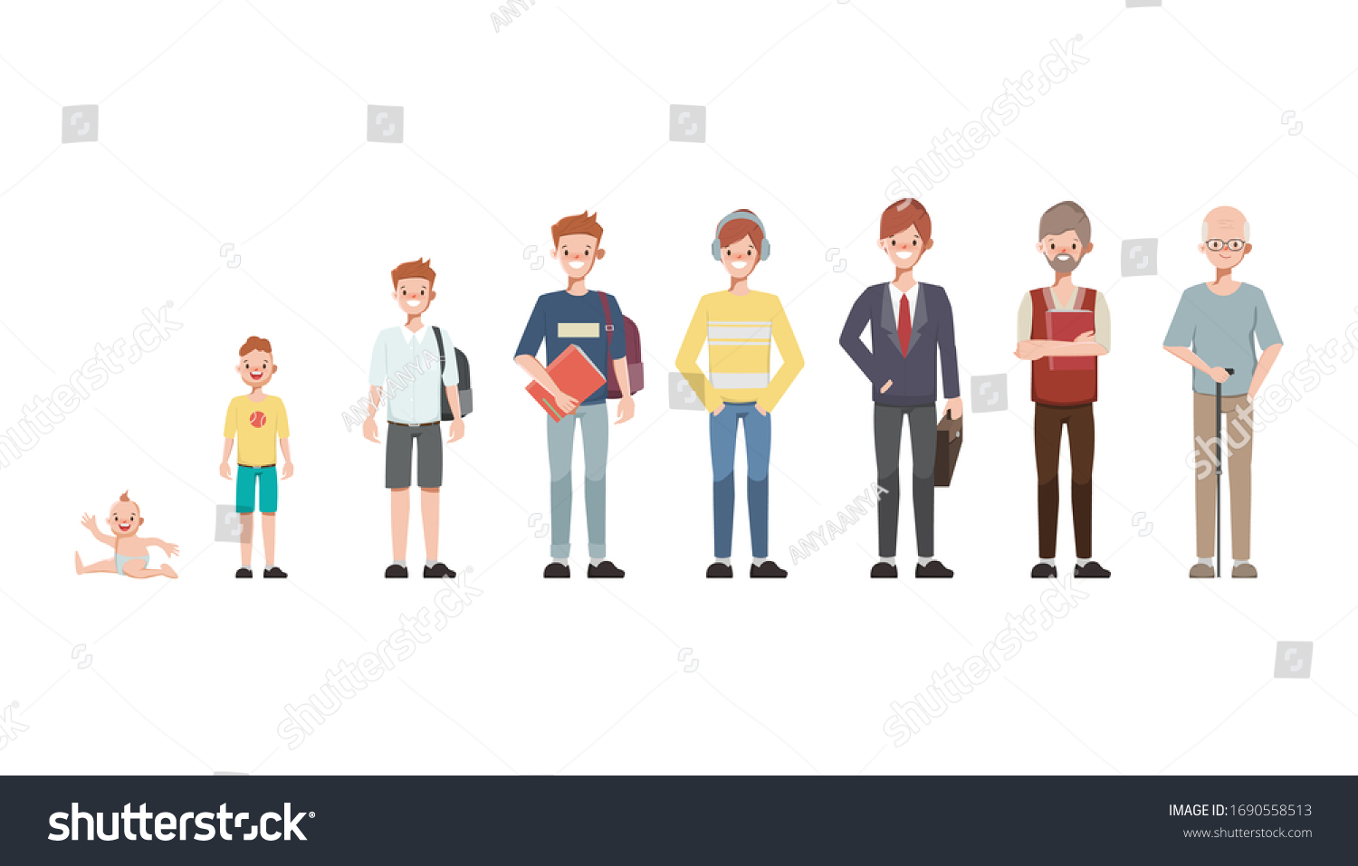 Character Man Different Ages Baby Child Stock Vector (Royalty Free ...