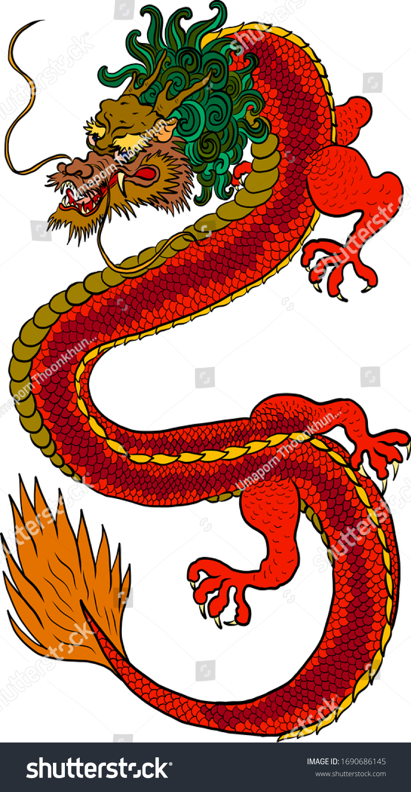 Japanese Red Dragon Tattoodragon On White Stock Vector (Royalty Free ...