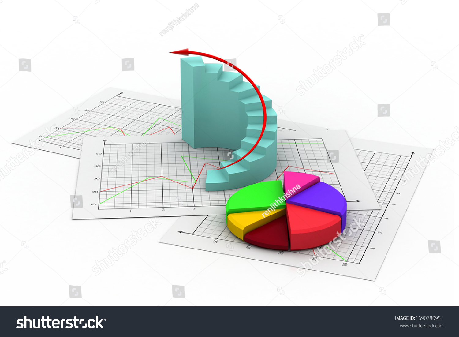 3d Rendering Business Chart Stock Illustration 1690780951 | Shutterstock