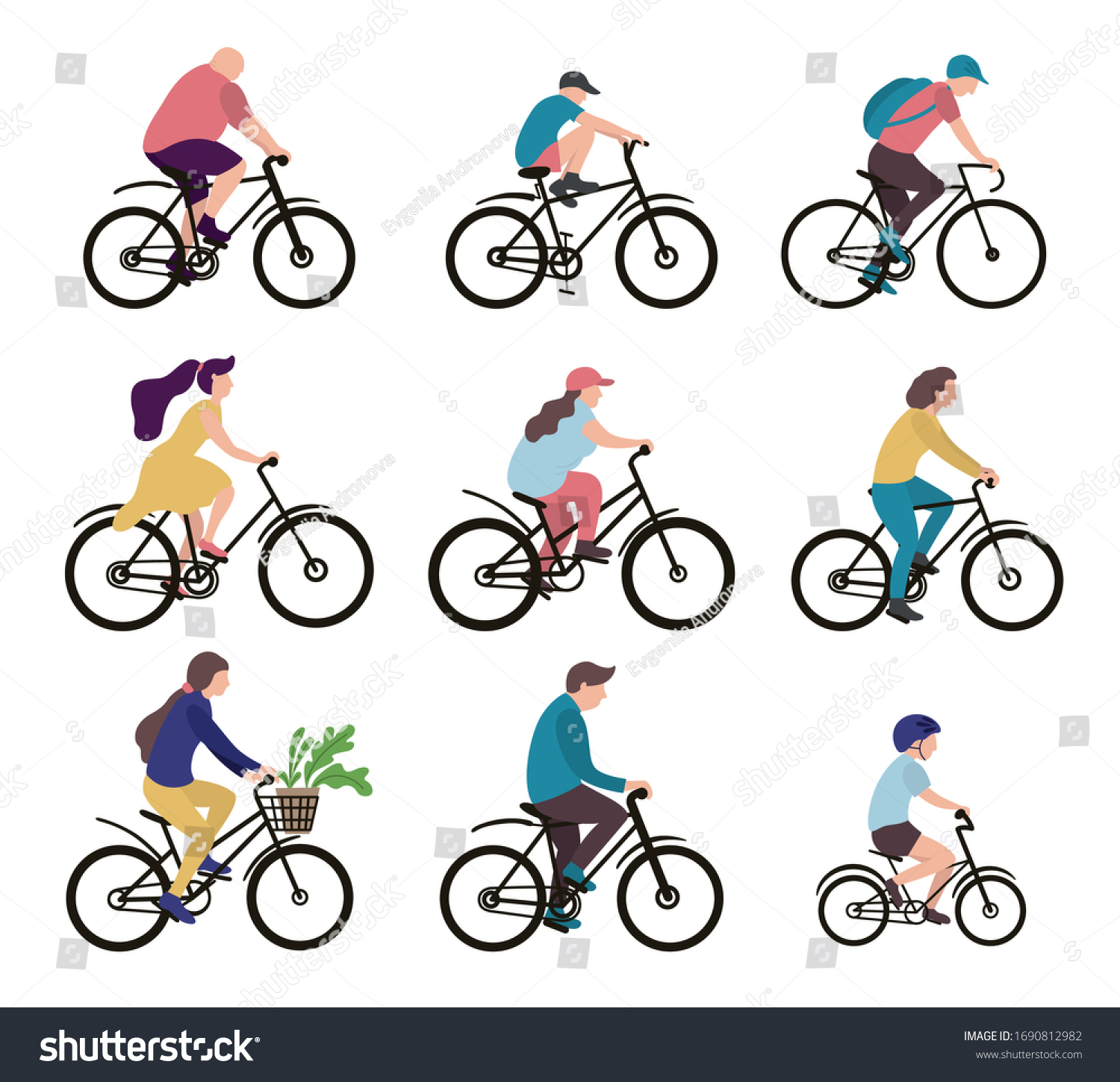 Group People On Bicycles Male Female Stock Vector (Royalty Free ...