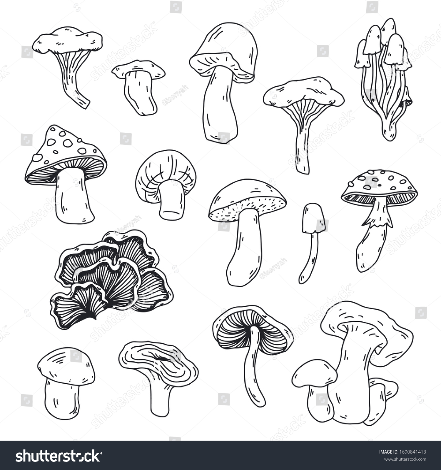 Mushroom Vector Fall Clip Art Set Stock Vector (Royalty Free ...