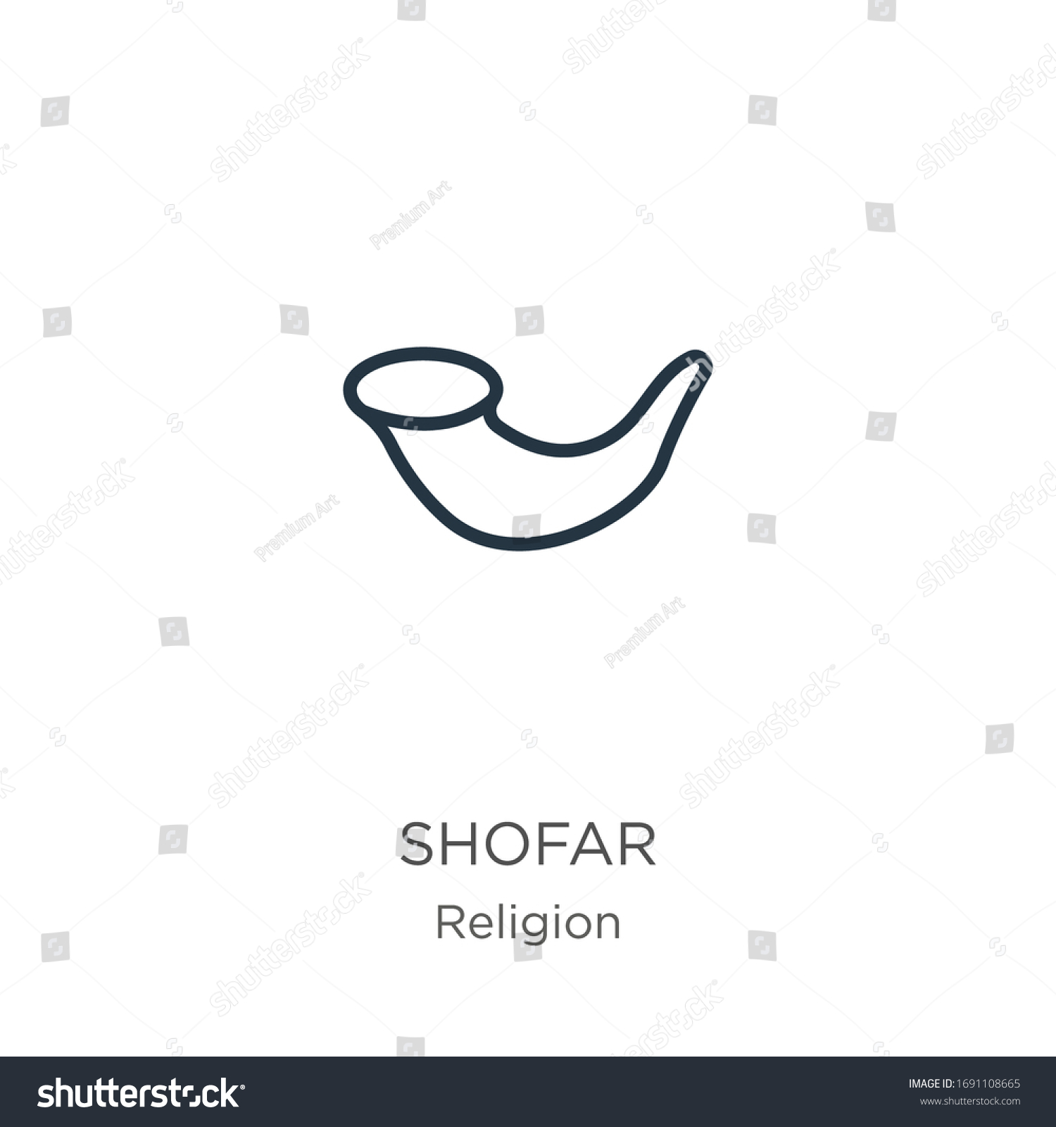 Shofar Icon Thin Linear Shofar Outline Stock Vector Royalty Free