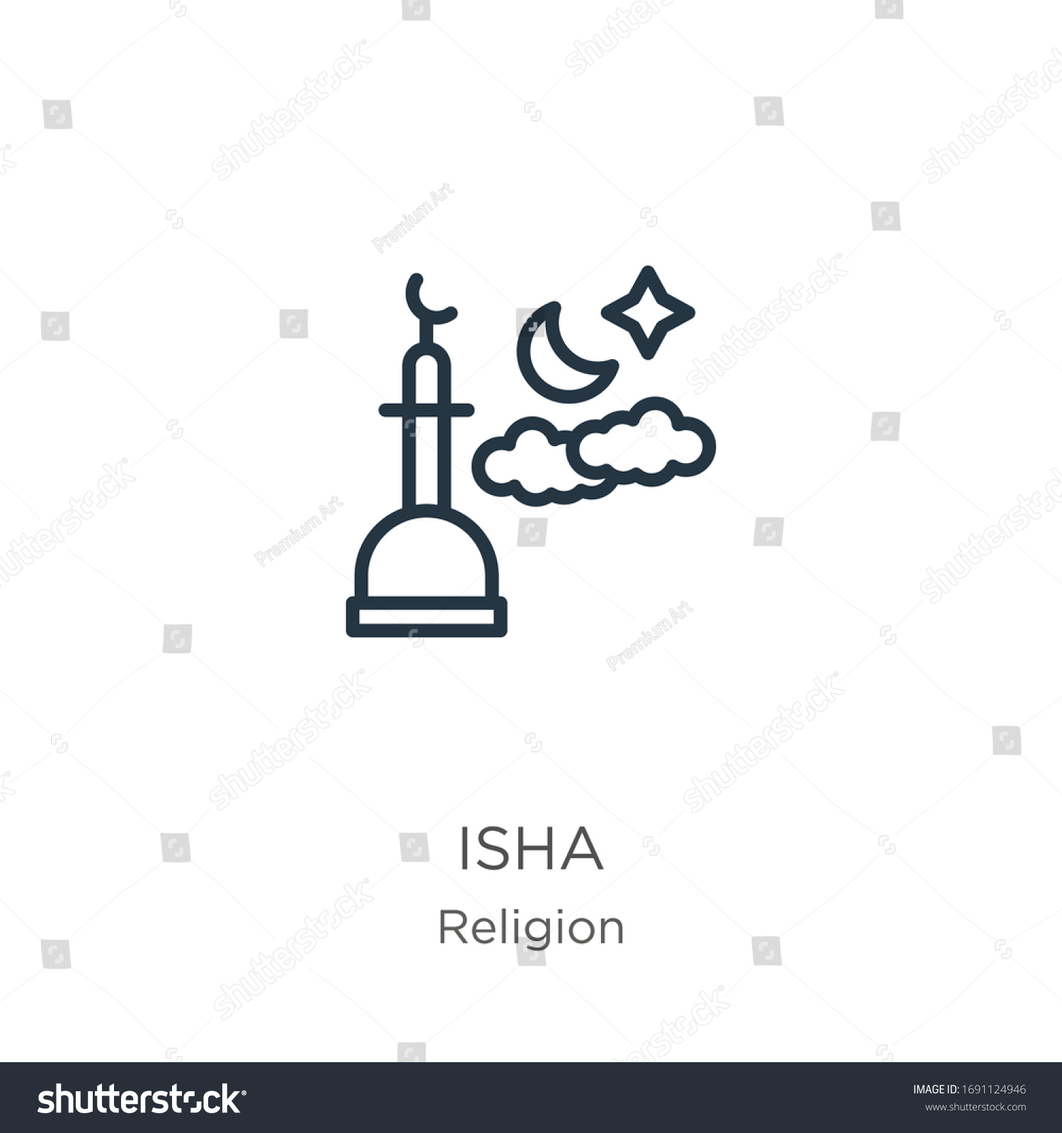 Isha Icon Thin Linear Isha Outline Stock Vector (Royalty Free ...