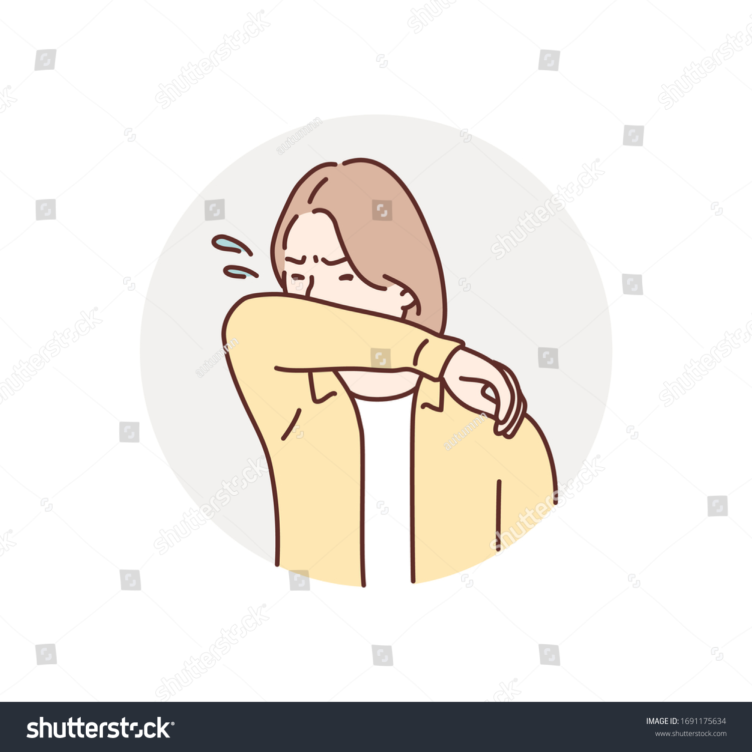 Illustration Woman Coughing Her Arms Prevent Stock Vector (Royalty Free ...