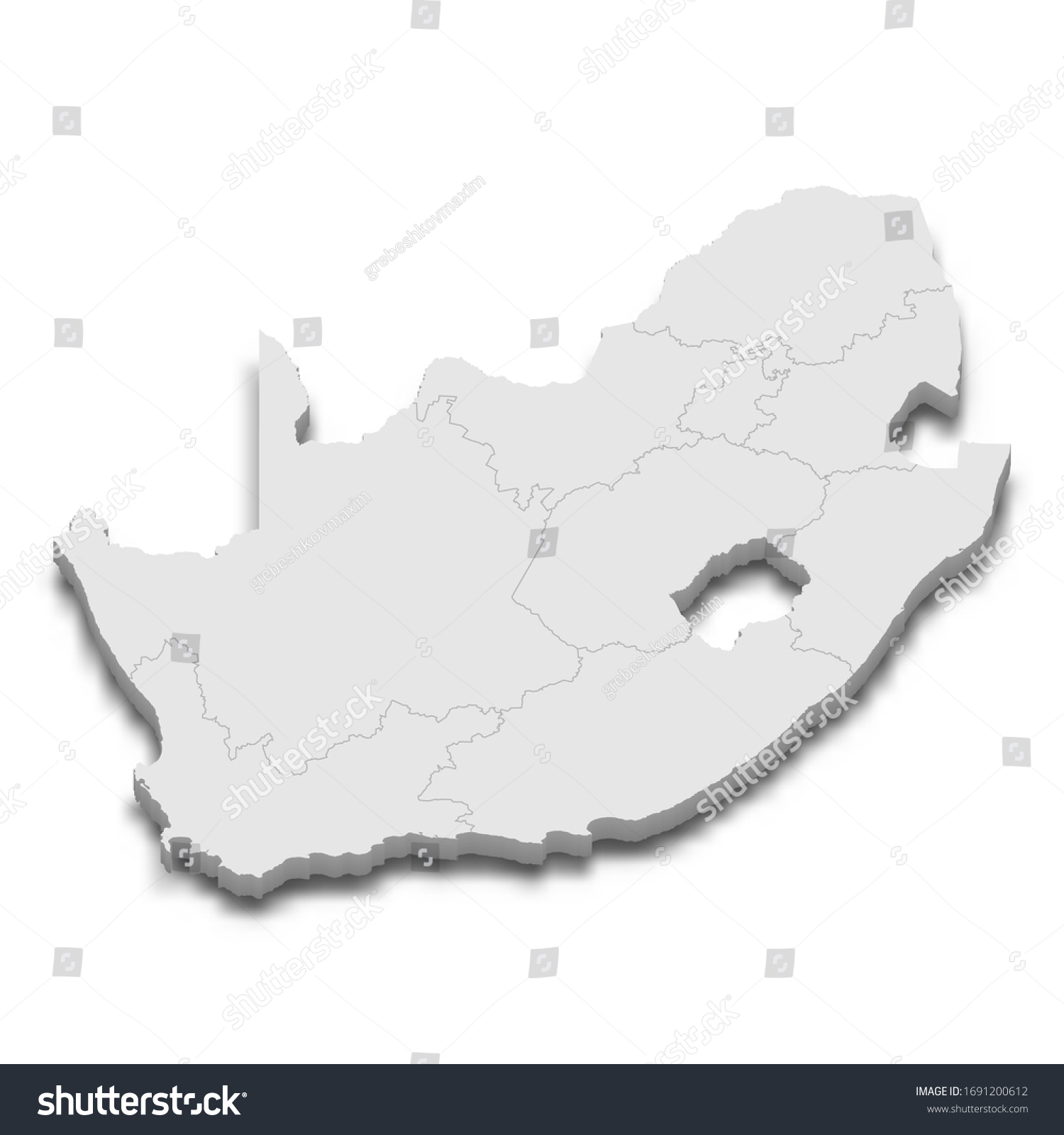 3d Map South Africa Borders Regions Stock Vector (Royalty Free ...