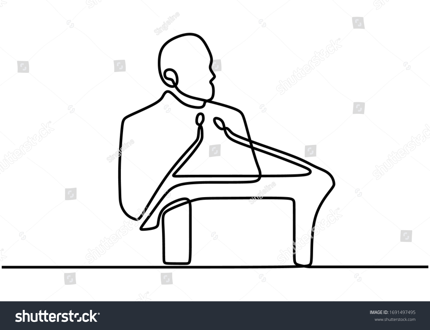 Continuous Line Drawing Man Give Speech Stock Vector (Royalty Free ...