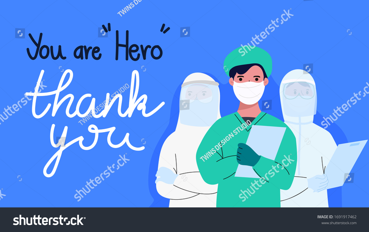 Thank You Doctor Nurses Medical Personnel Stock Vector (Royalty Free ...