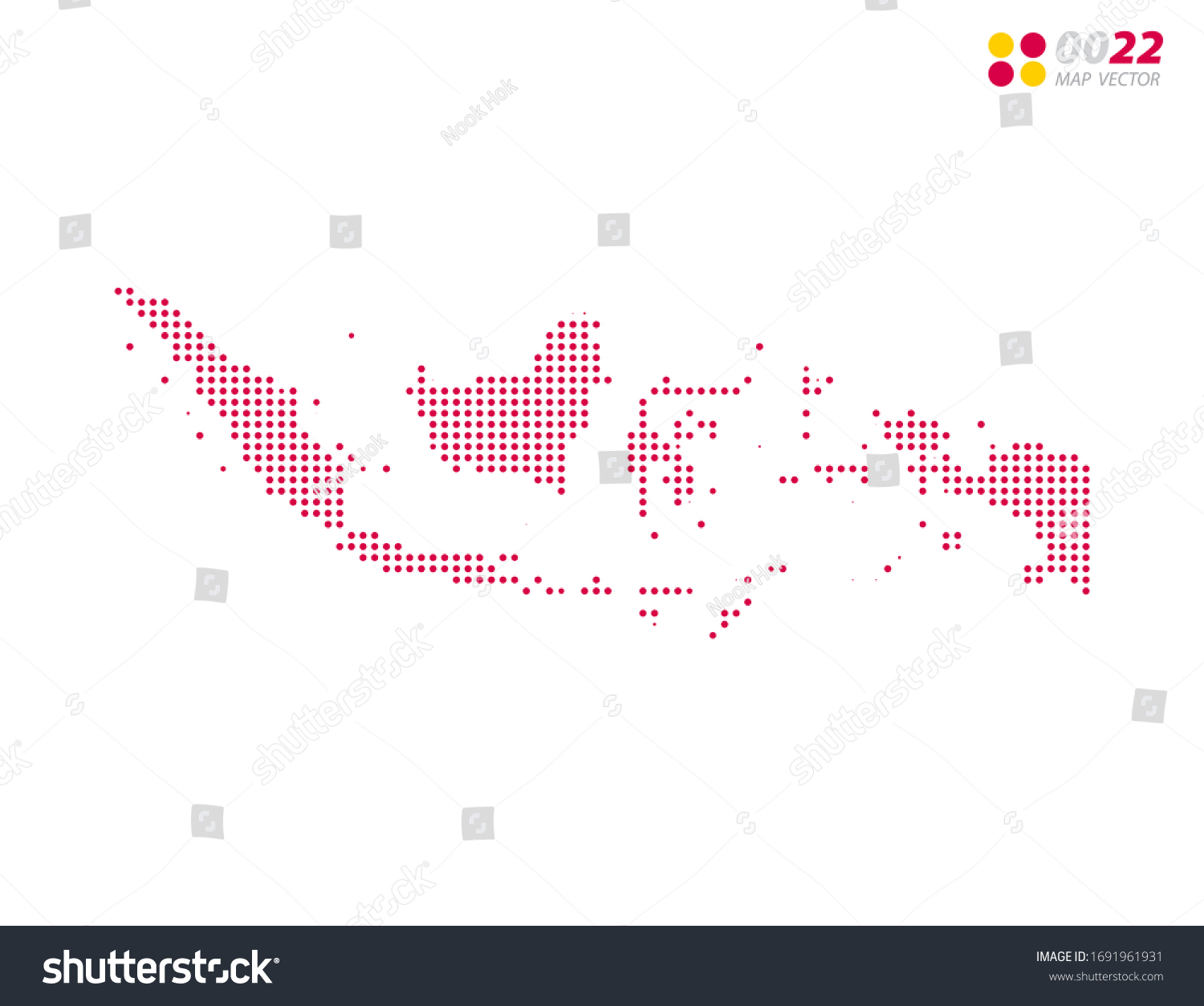 Vector Halftone Dots Red Indonesia Map Stock Vector (Royalty Free ...