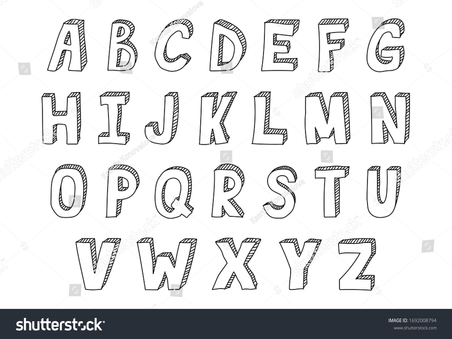 English Alphabet Vector Black Letters Isolated Stock Vector (Royalty ...