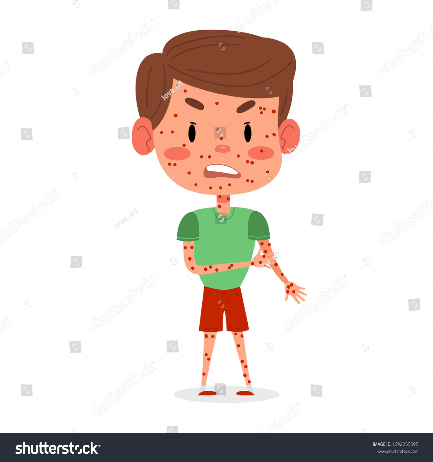 Kid Boy Has Chickenpox Measles Disease Stock Vector (Royalty Free ...