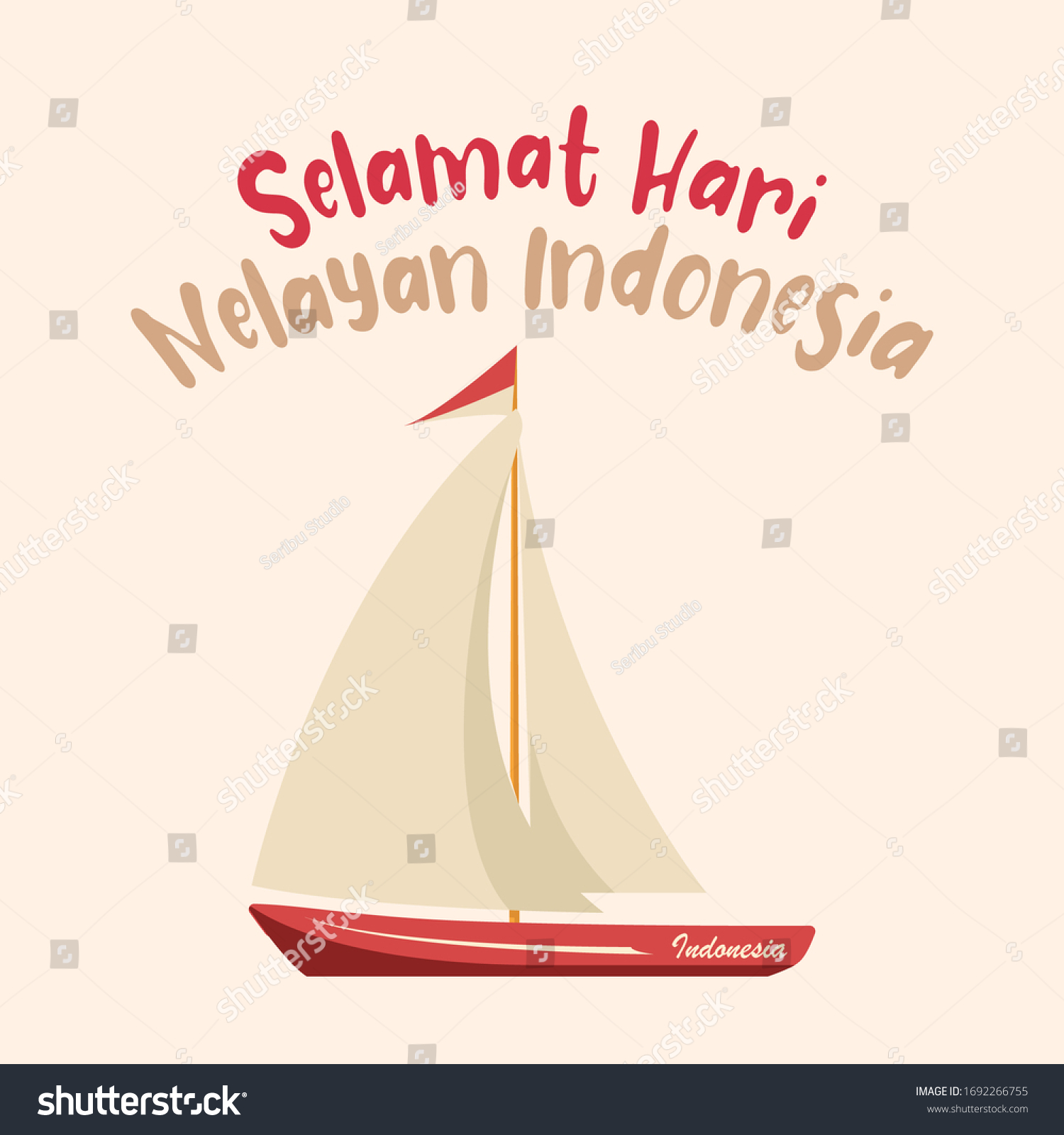 Hari Nelayan Indonesia Translation Indonesian Fisherman Stock Vector ...