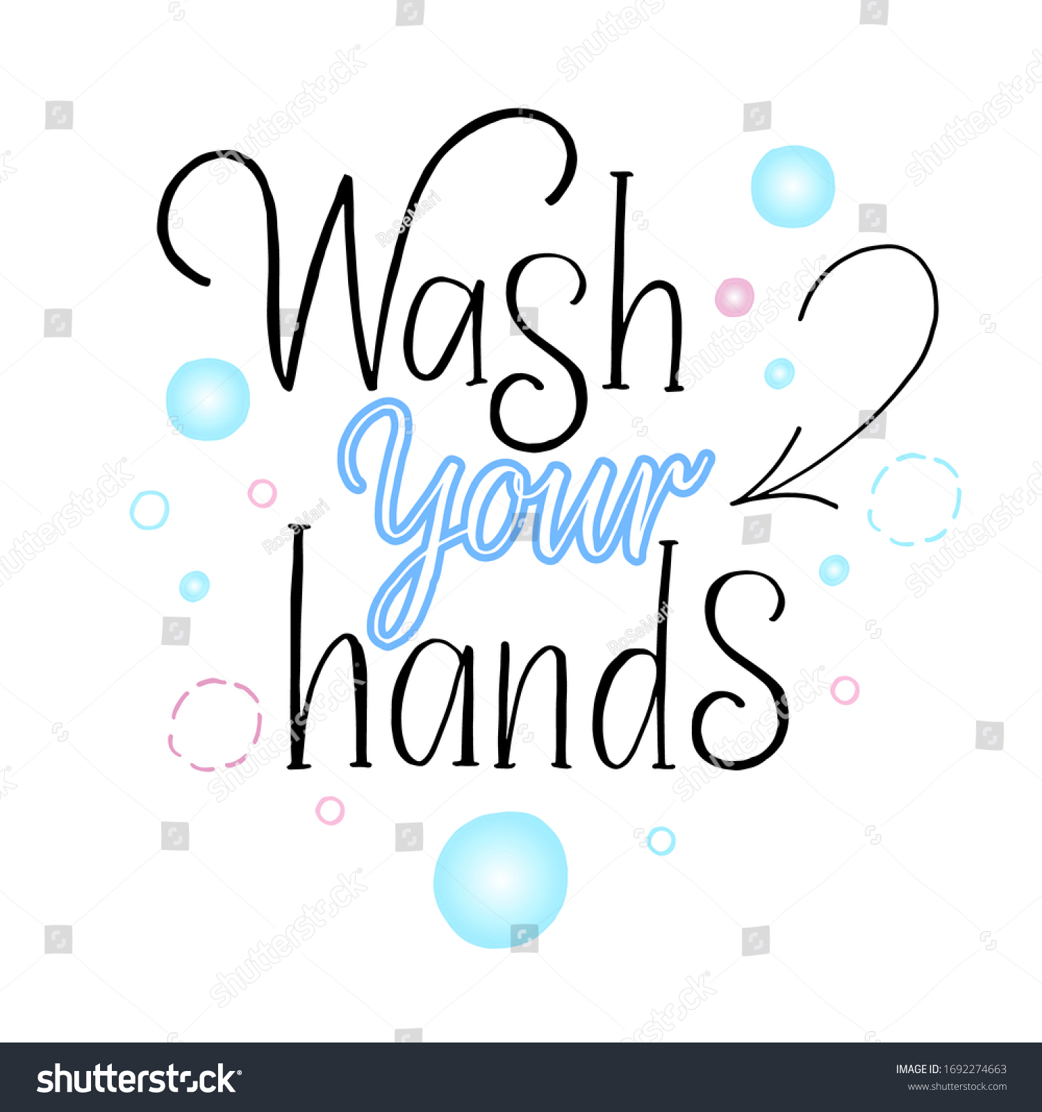 Wash Your Hands Lettering Typography Poster Stock Vector (Royalty Free ...