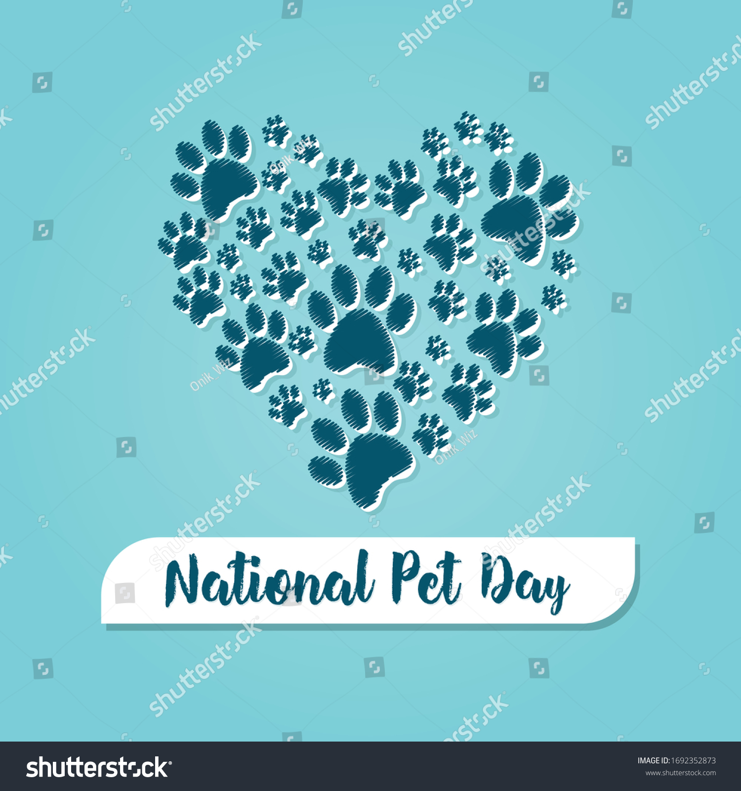 National Pet Day Heart Paw Vector Stock Vector (Royalty Free ...