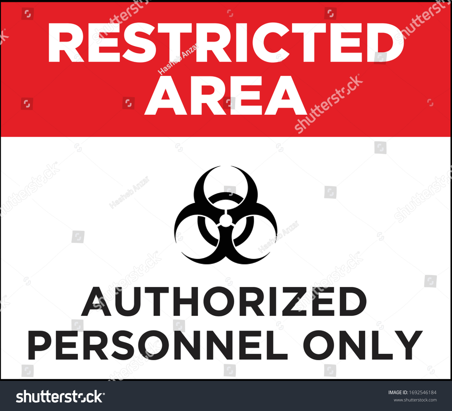 Restricted Area Authorized Personnel Only Biological Stock Vector ...