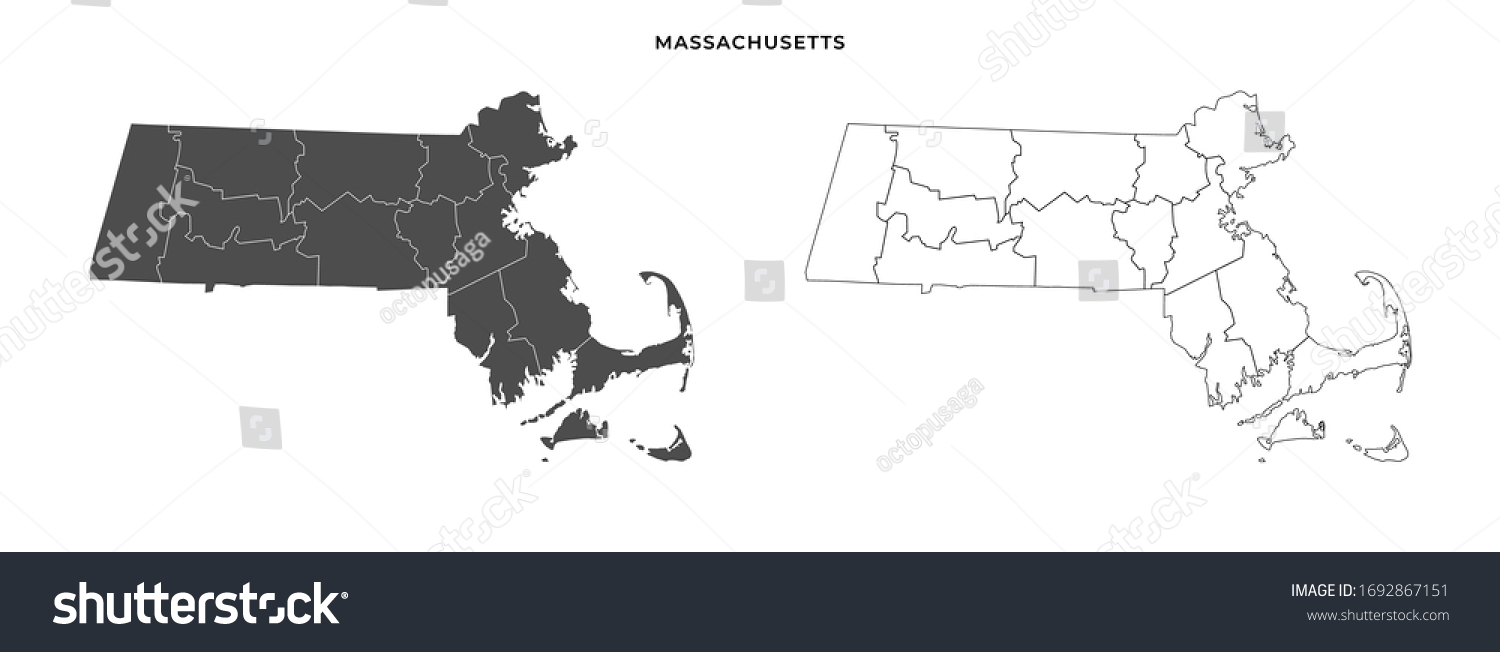 Massachusetts State Map Vector Blank Map Stock Vector (Royalty Free ...