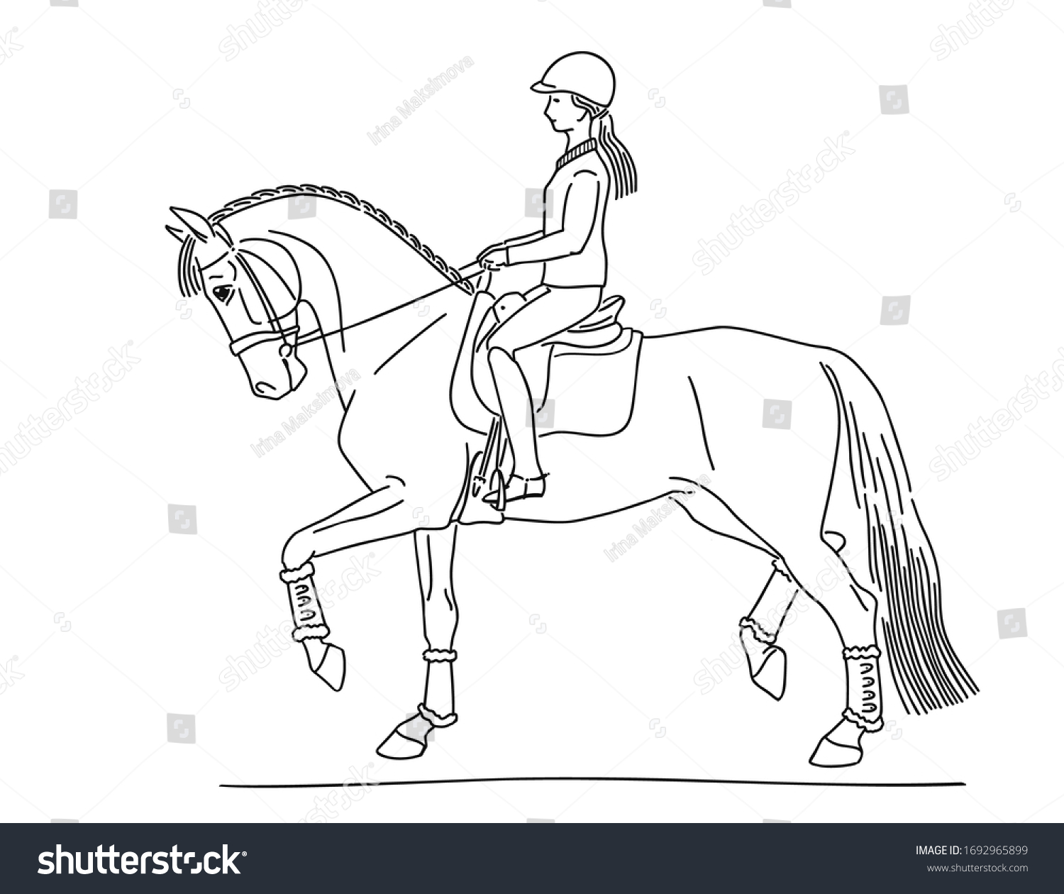 Equestrian Rider Dressage Horse Stock Vector (Royalty Free) 1692965899 ...