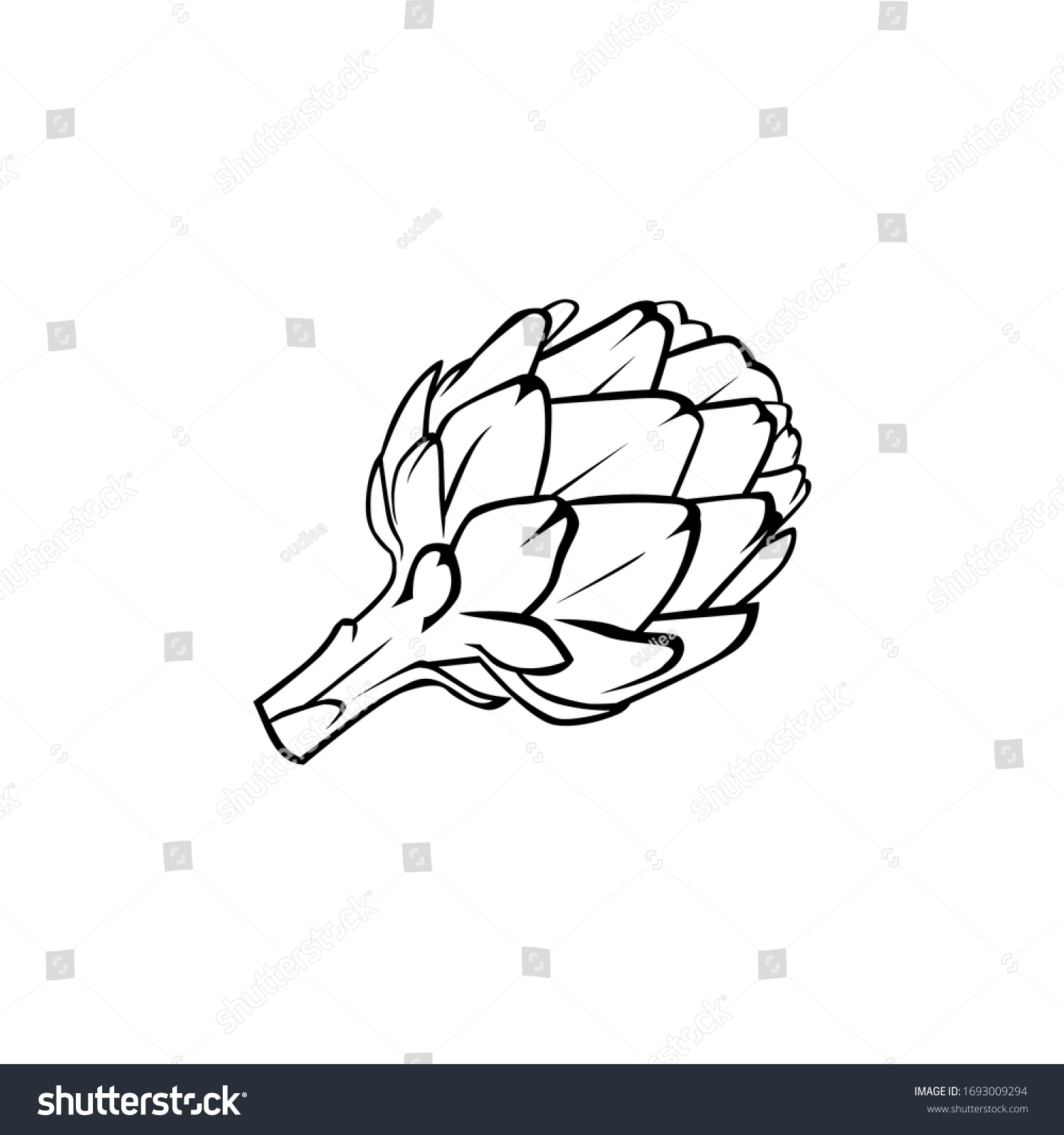 Artichoke Black White Vector Illustration All Stock Vector (Royalty ...